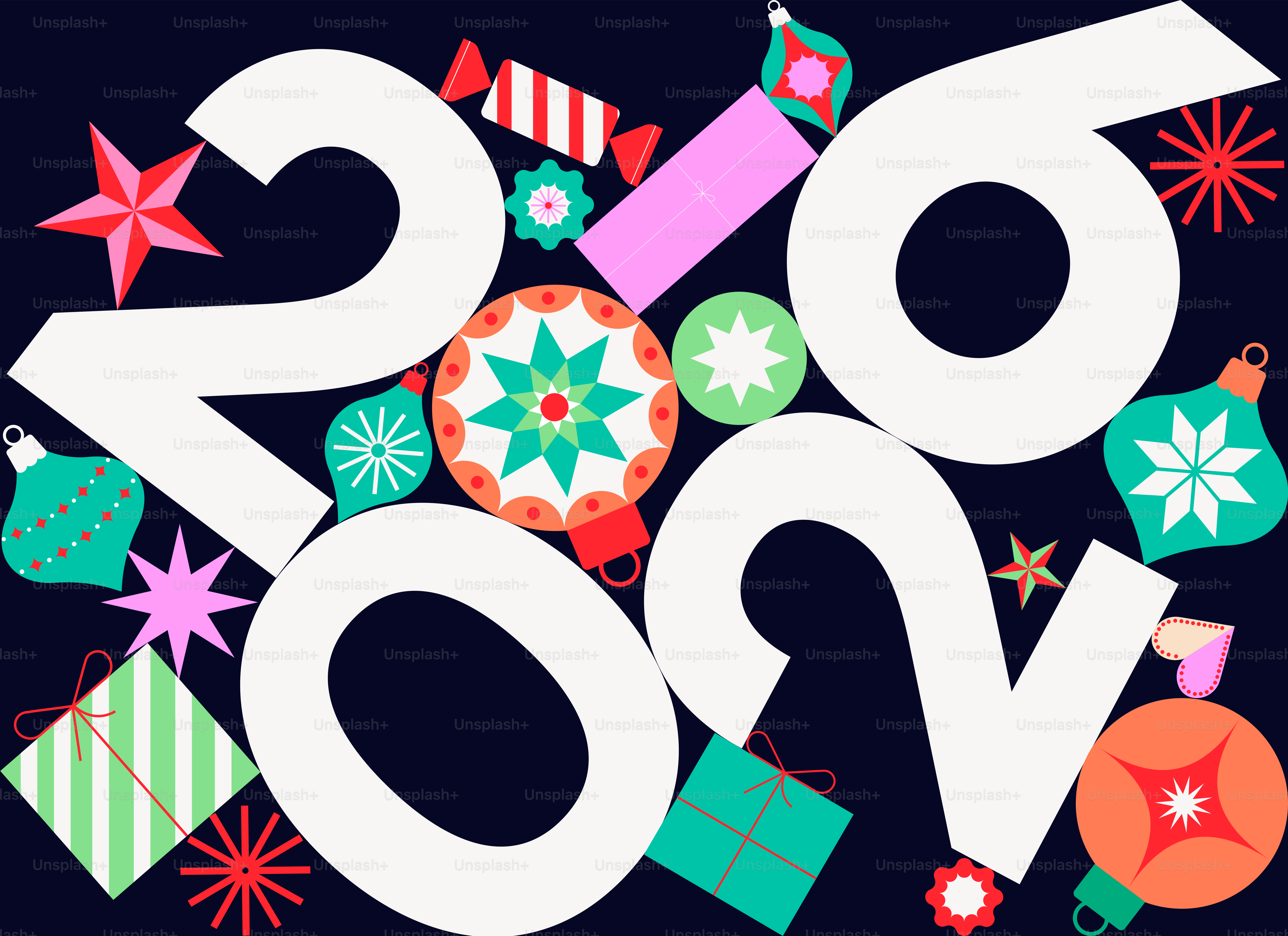 Happy new year 2026 with festive ornaments