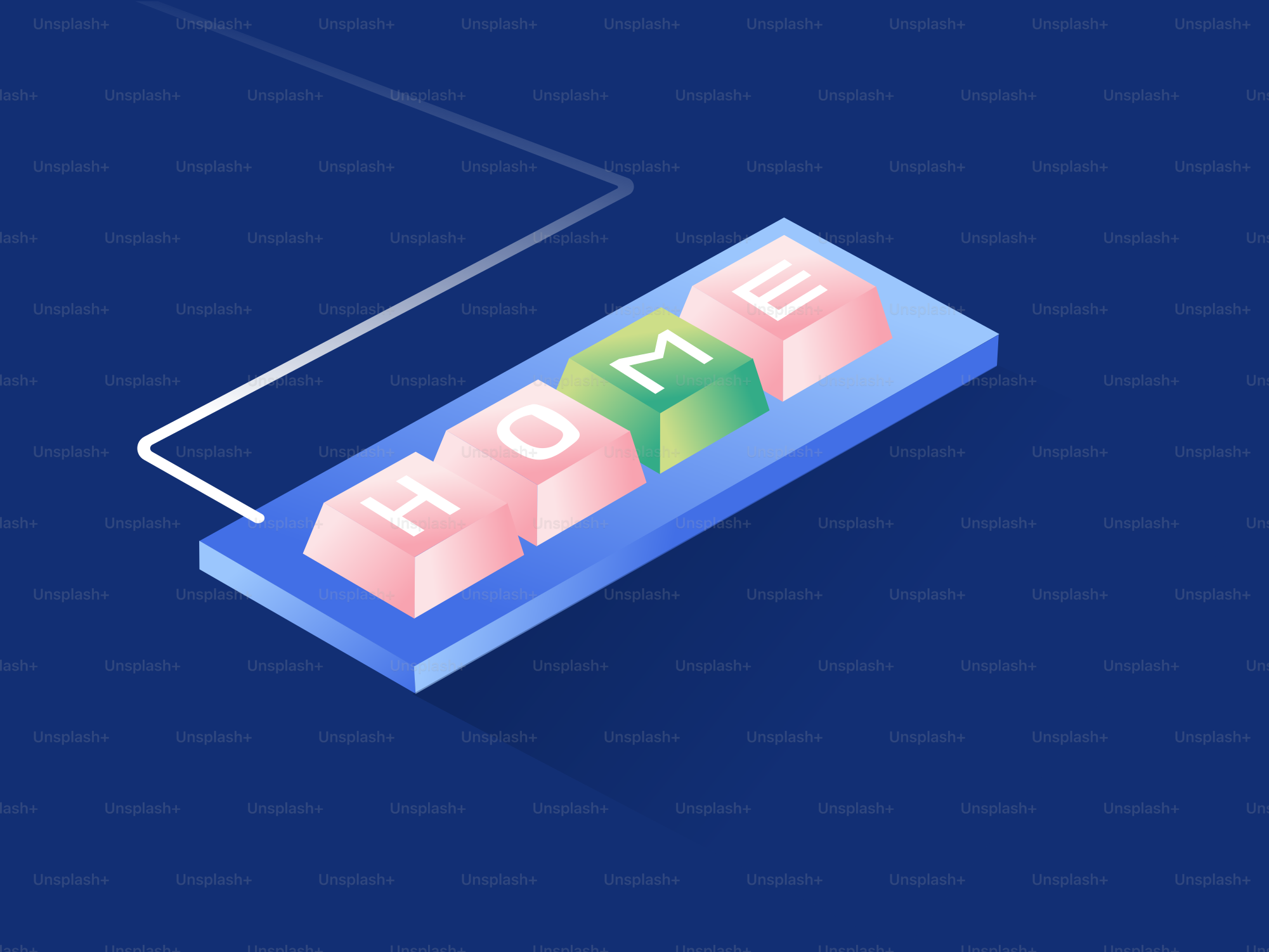 Keyboard keys spelling out the word home