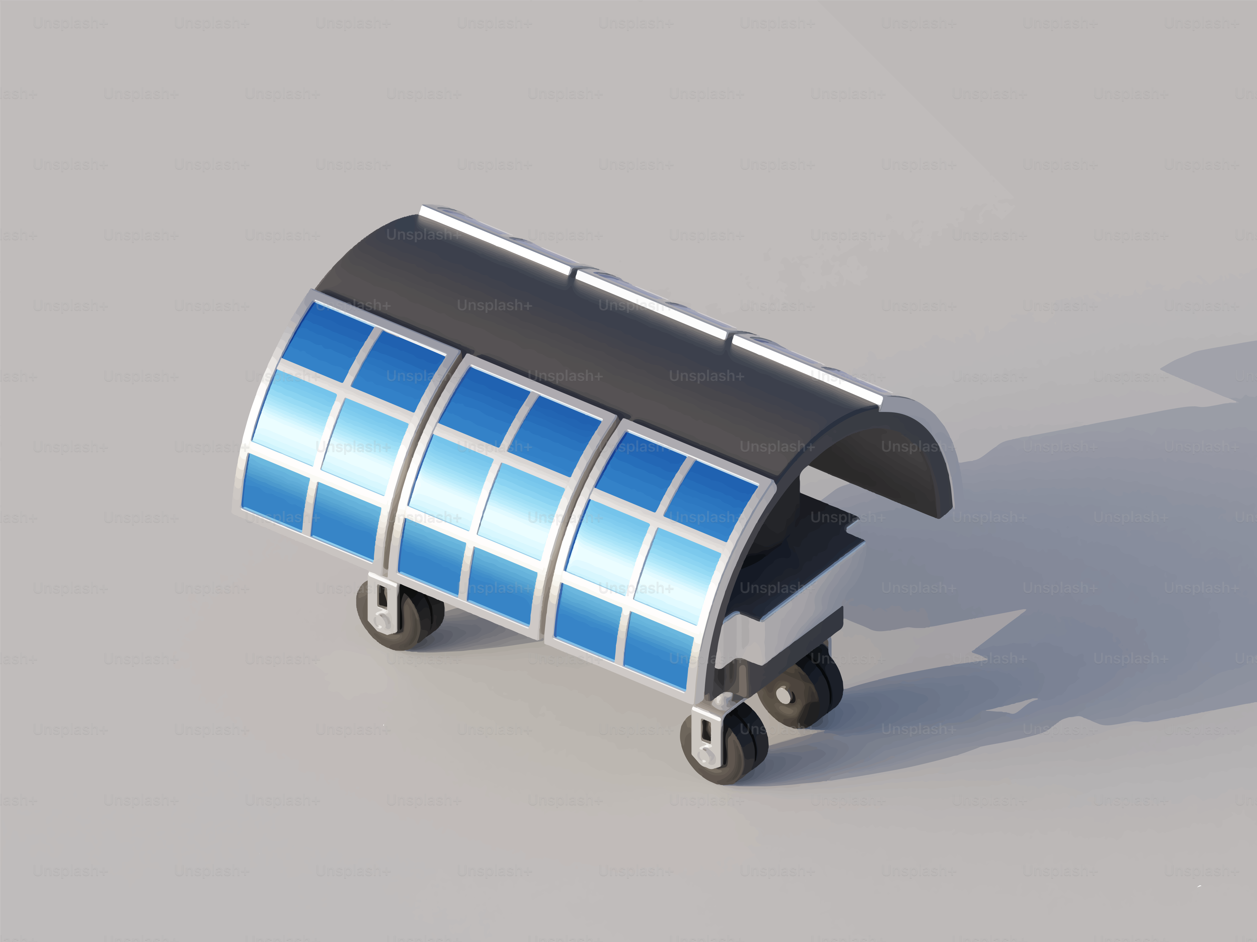 A futuristic solar-powered cart with wheels