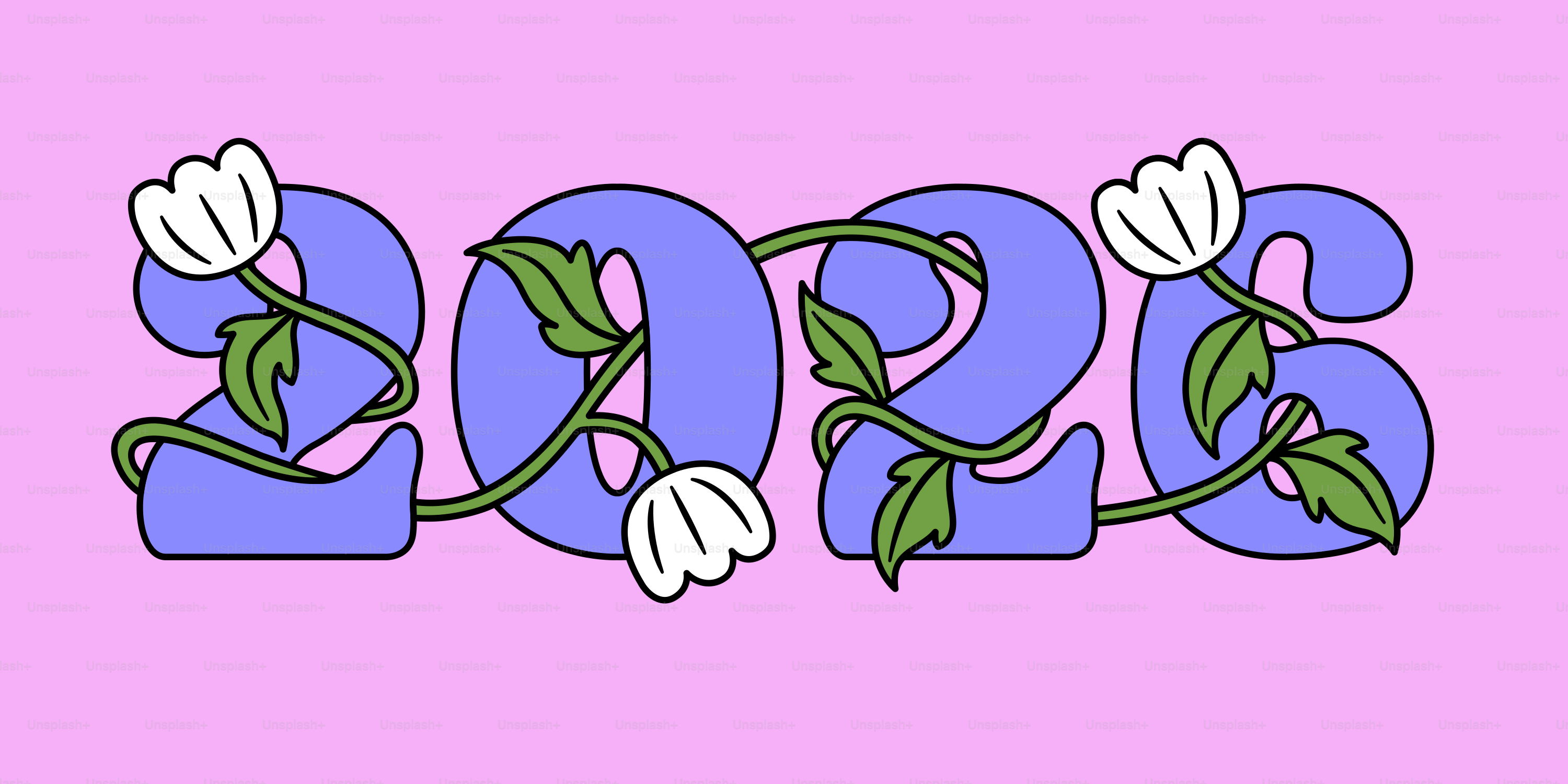 The year 2026 with floral accents