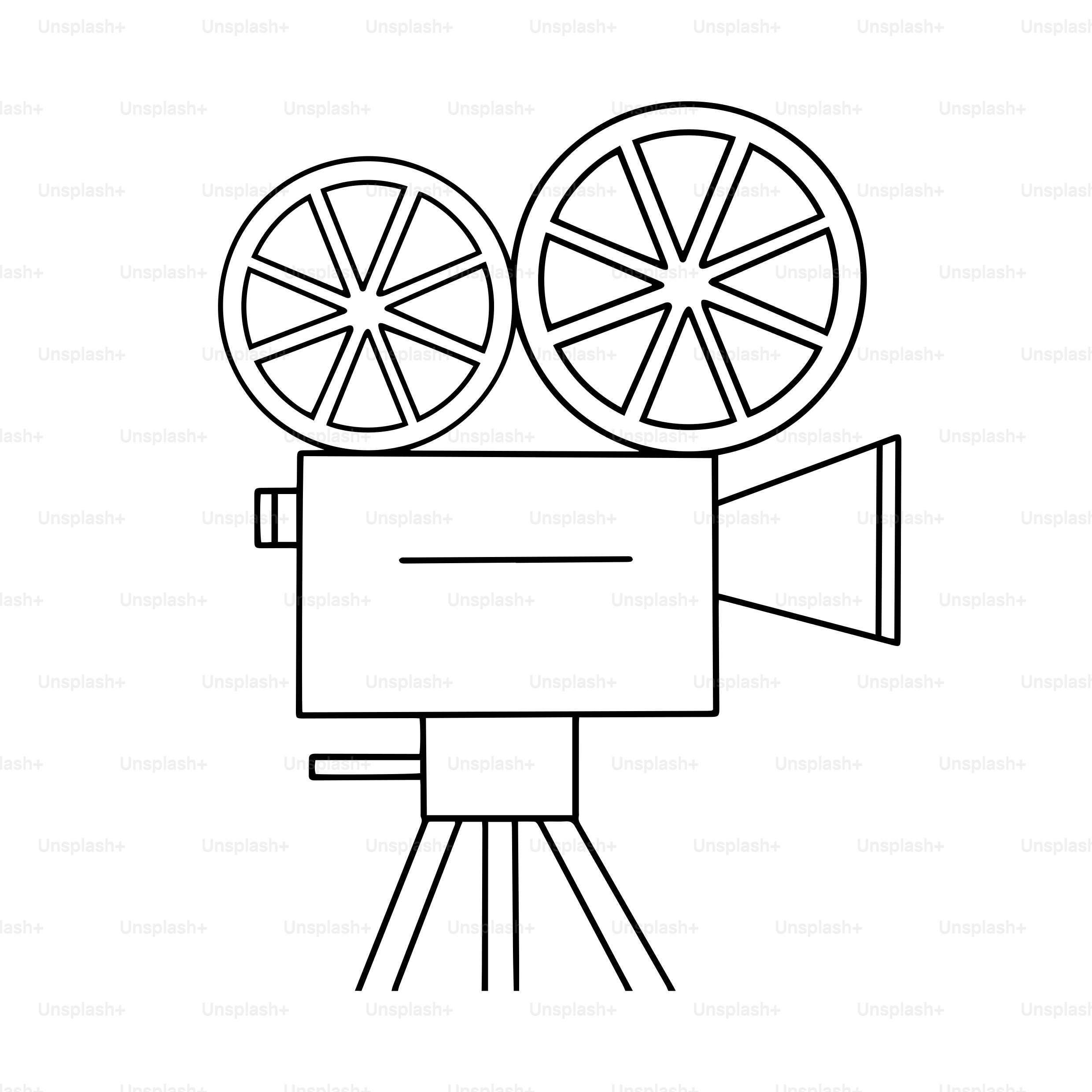 Vintage film projector on a tripod.