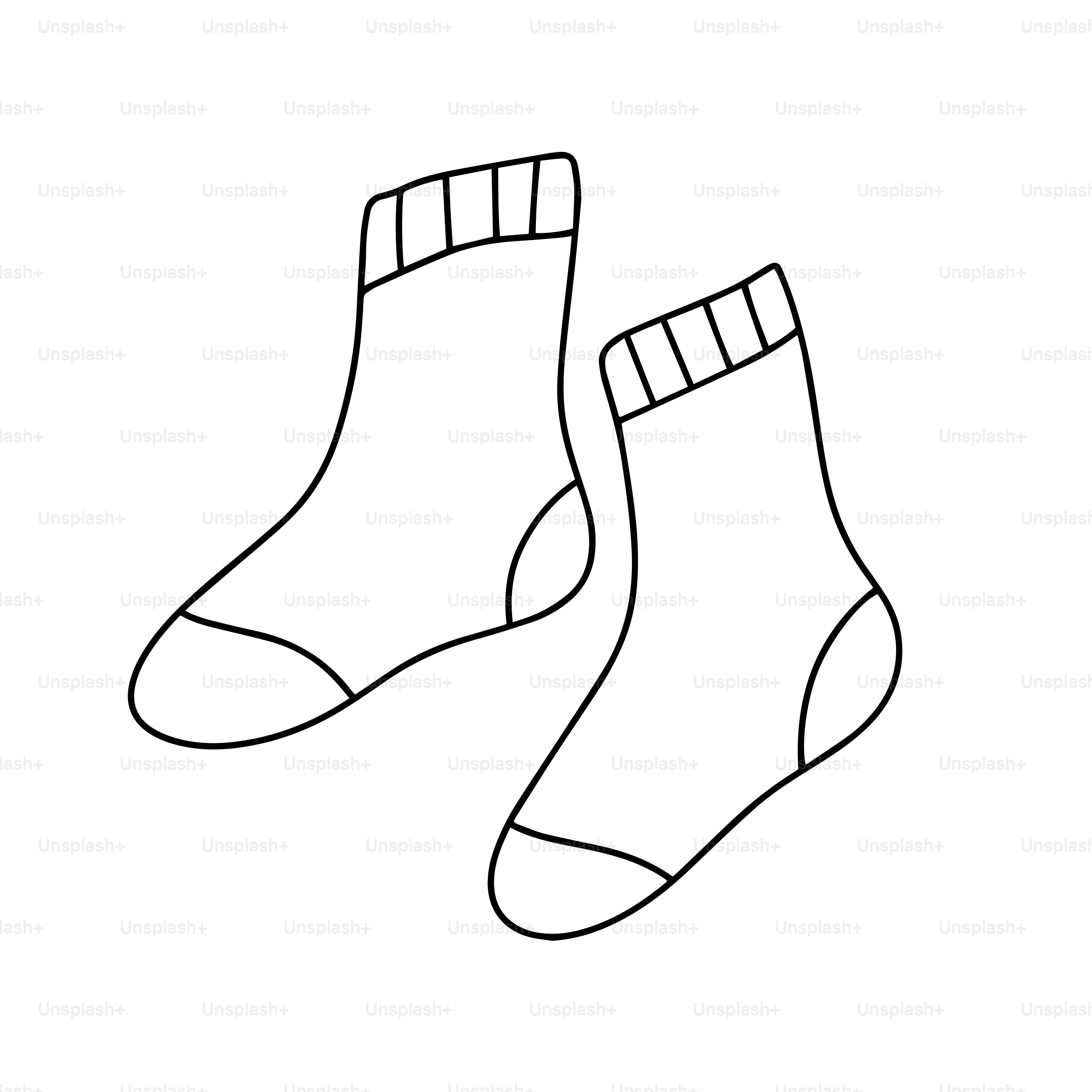 Due calzini semplici a linee su sfondo bianco