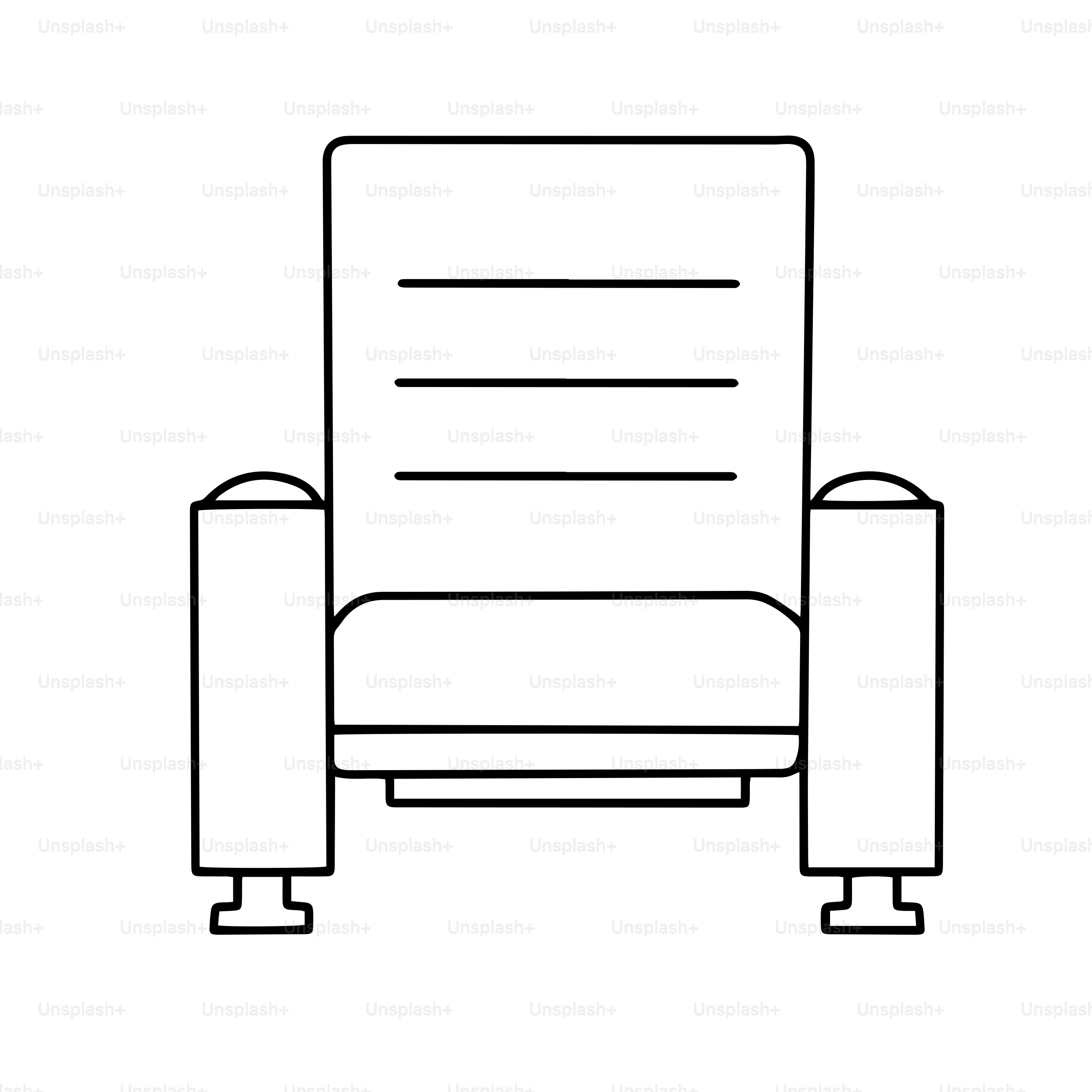 A simple line drawing of a recliner chair.