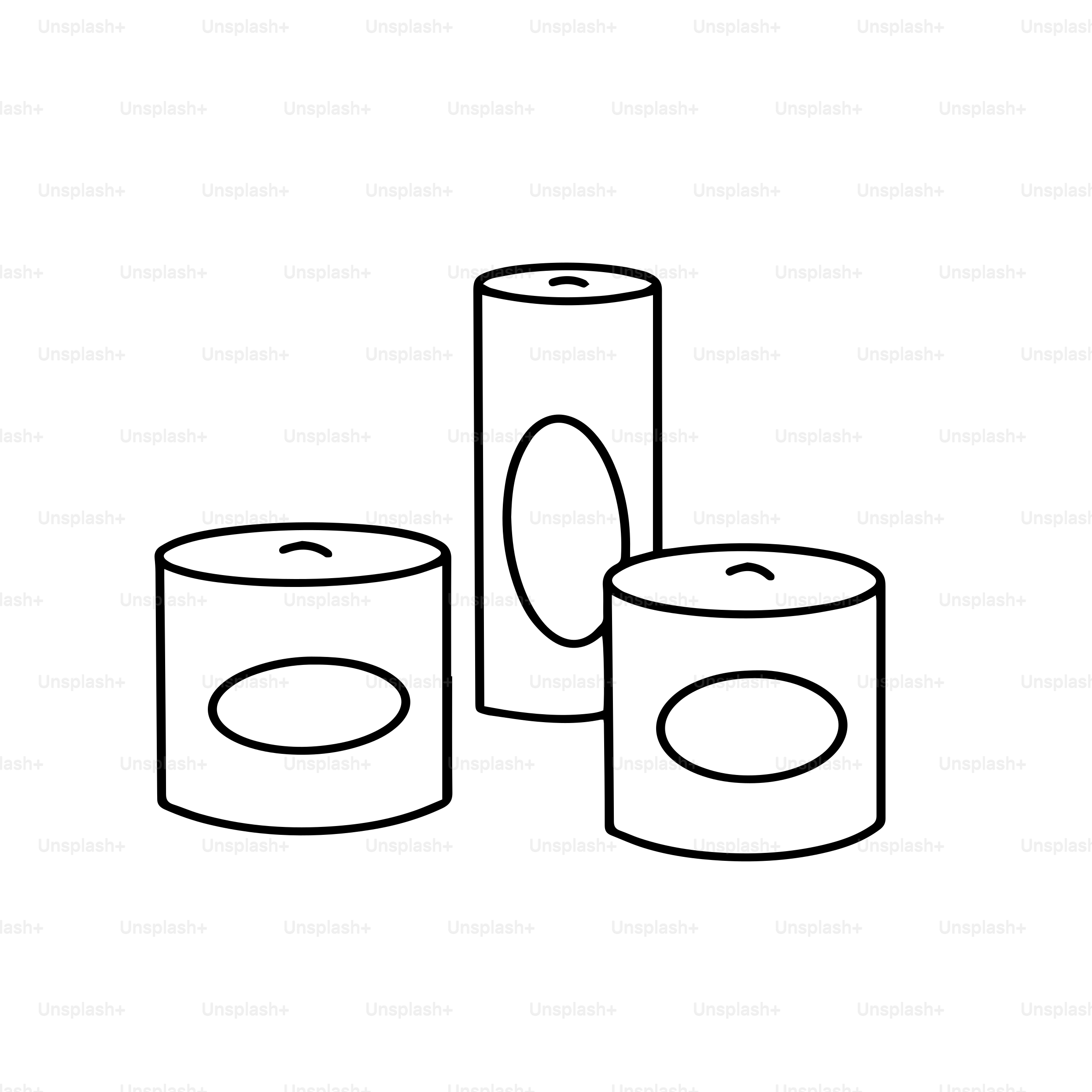 Tres latas con etiquetas ovaladas sobre fondo blanco