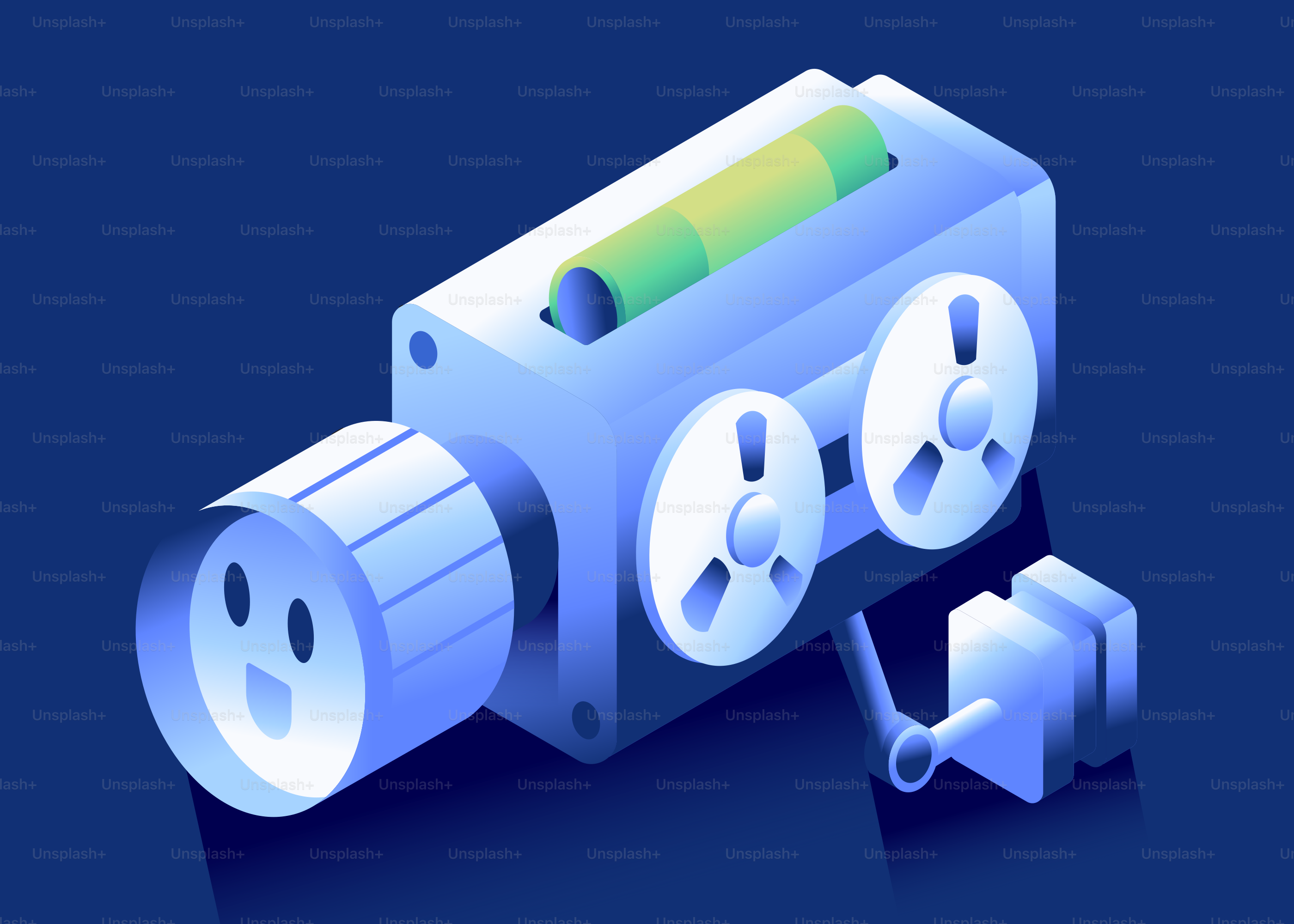 Retro video camera with a smiling face.