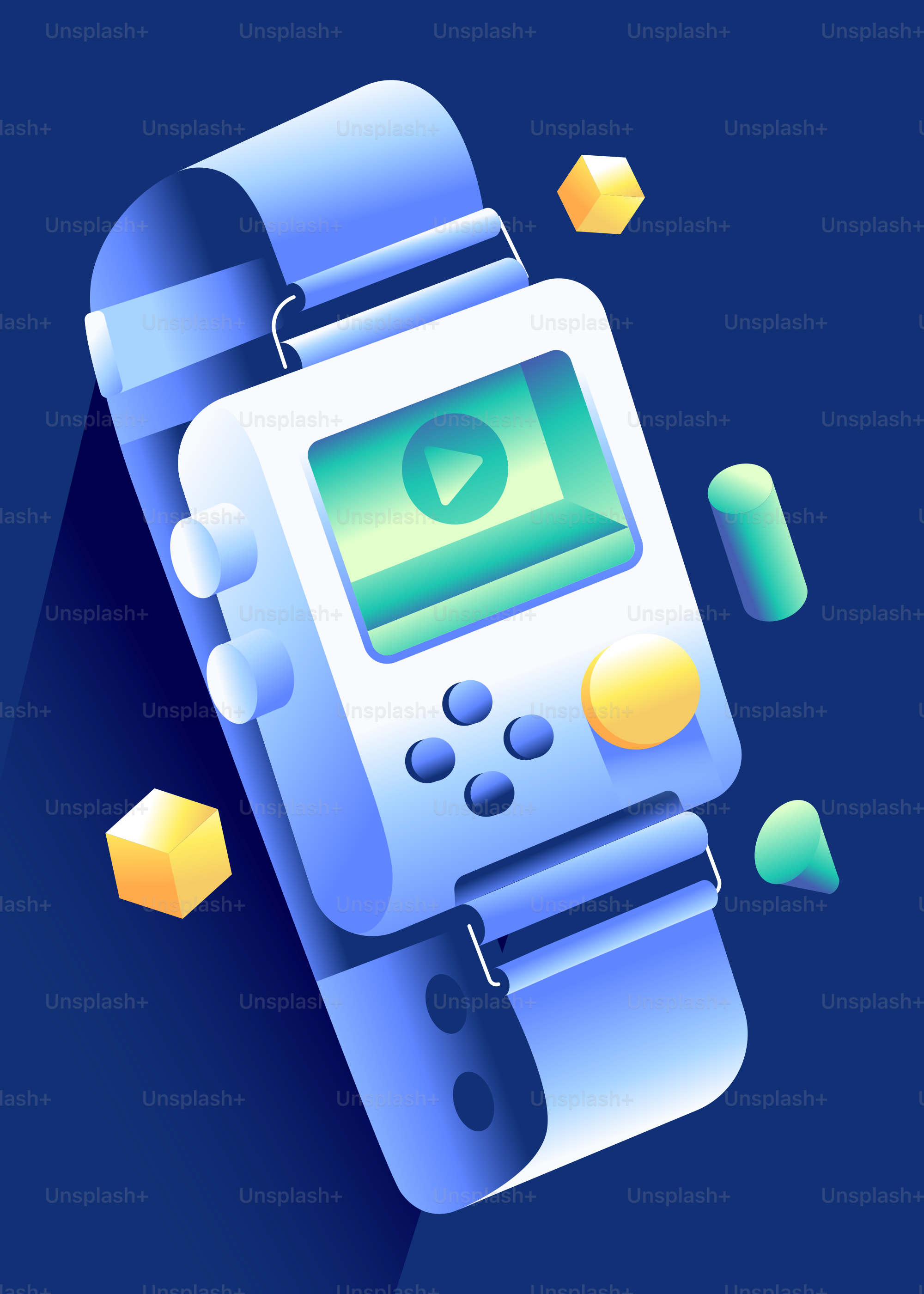 Retro gaming smartwatch with abstract shapes