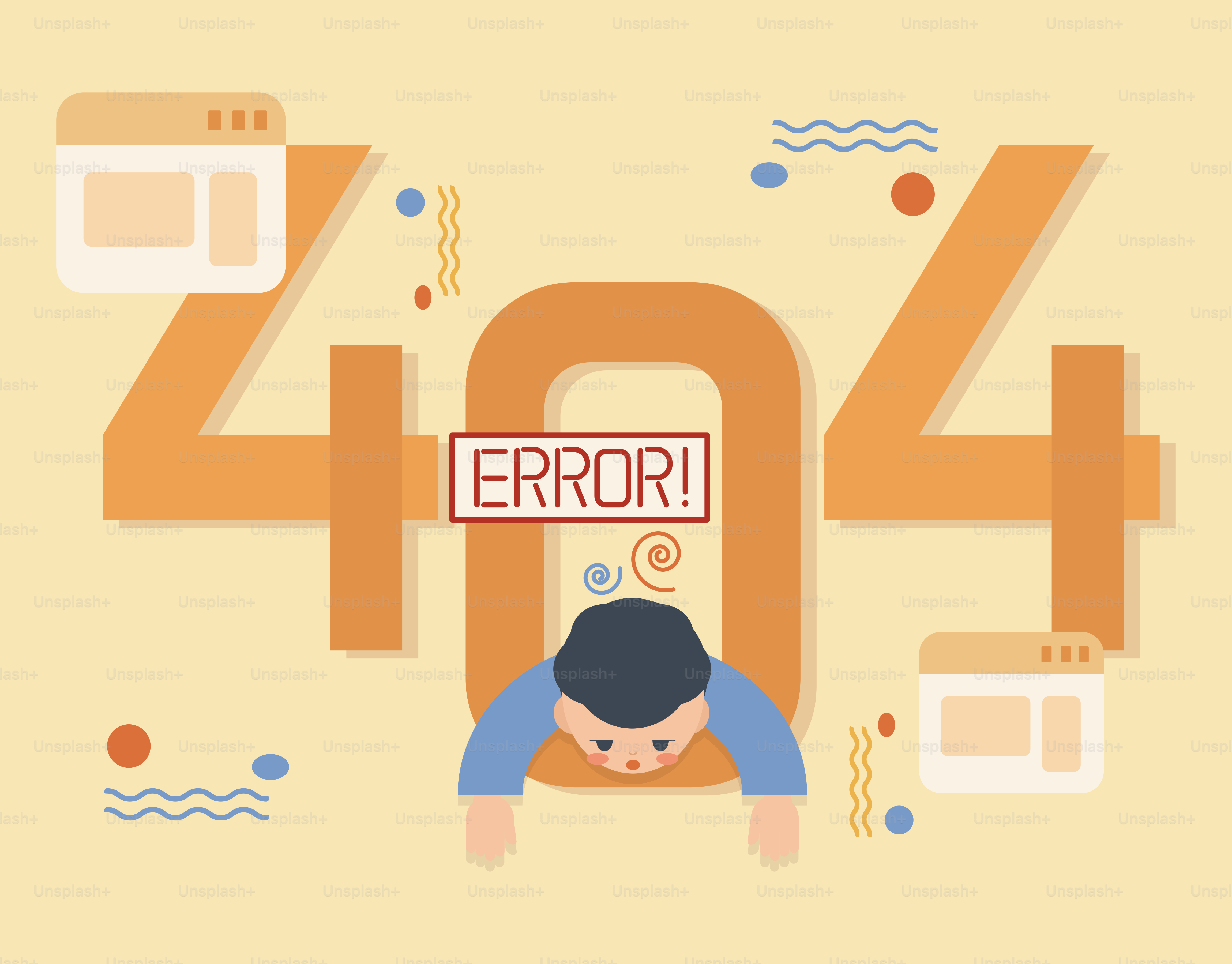Error 404 page not found with stylized elements
