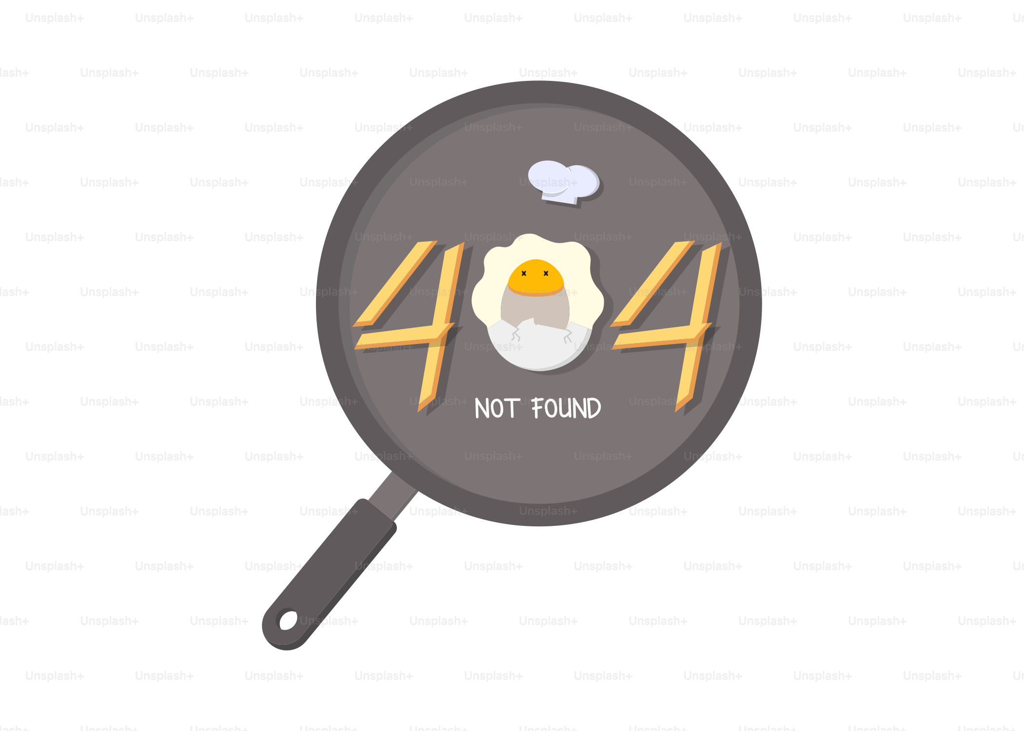 404 error message with fried egg on pan