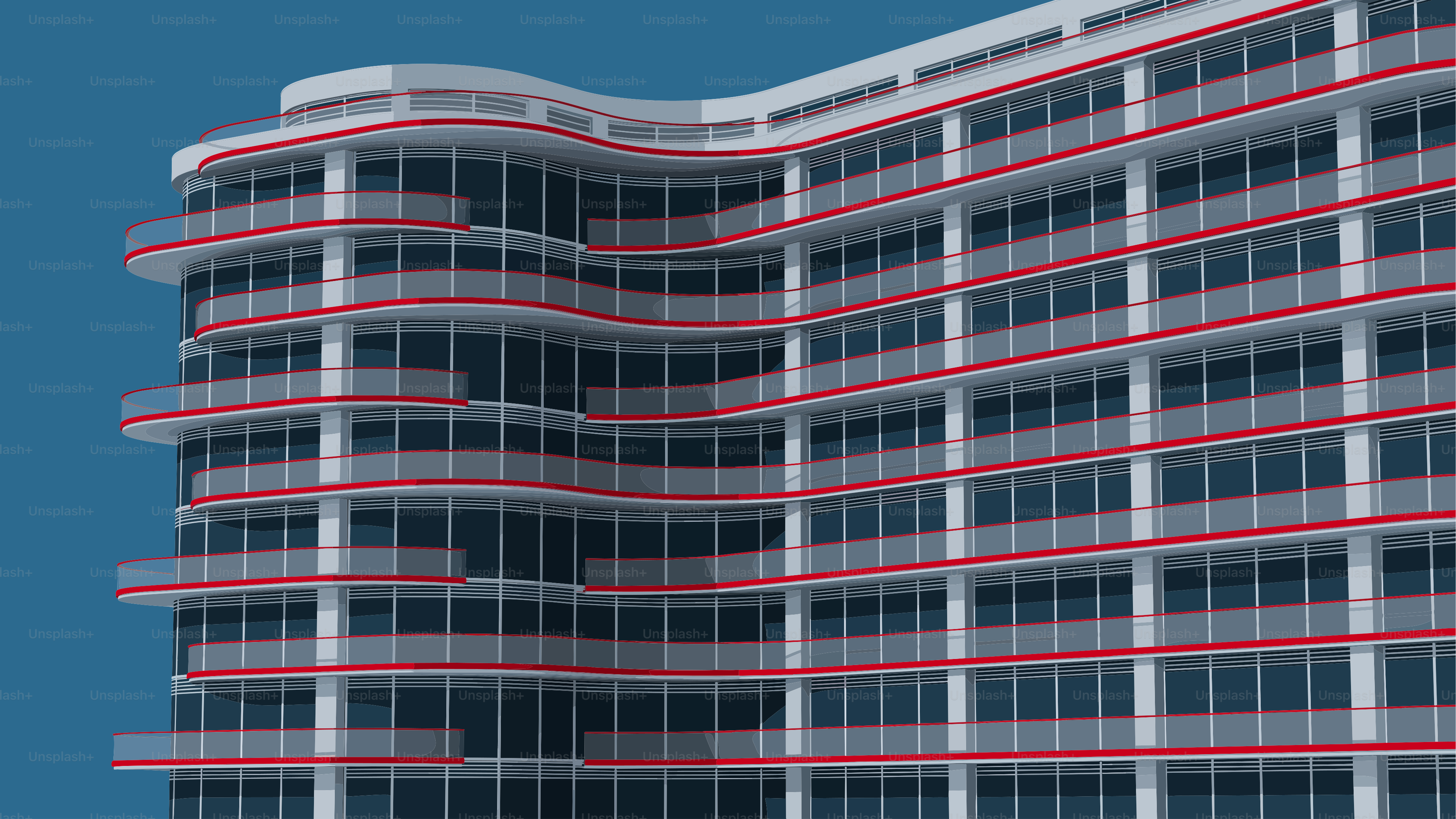 Modern building with glass balconies and windows