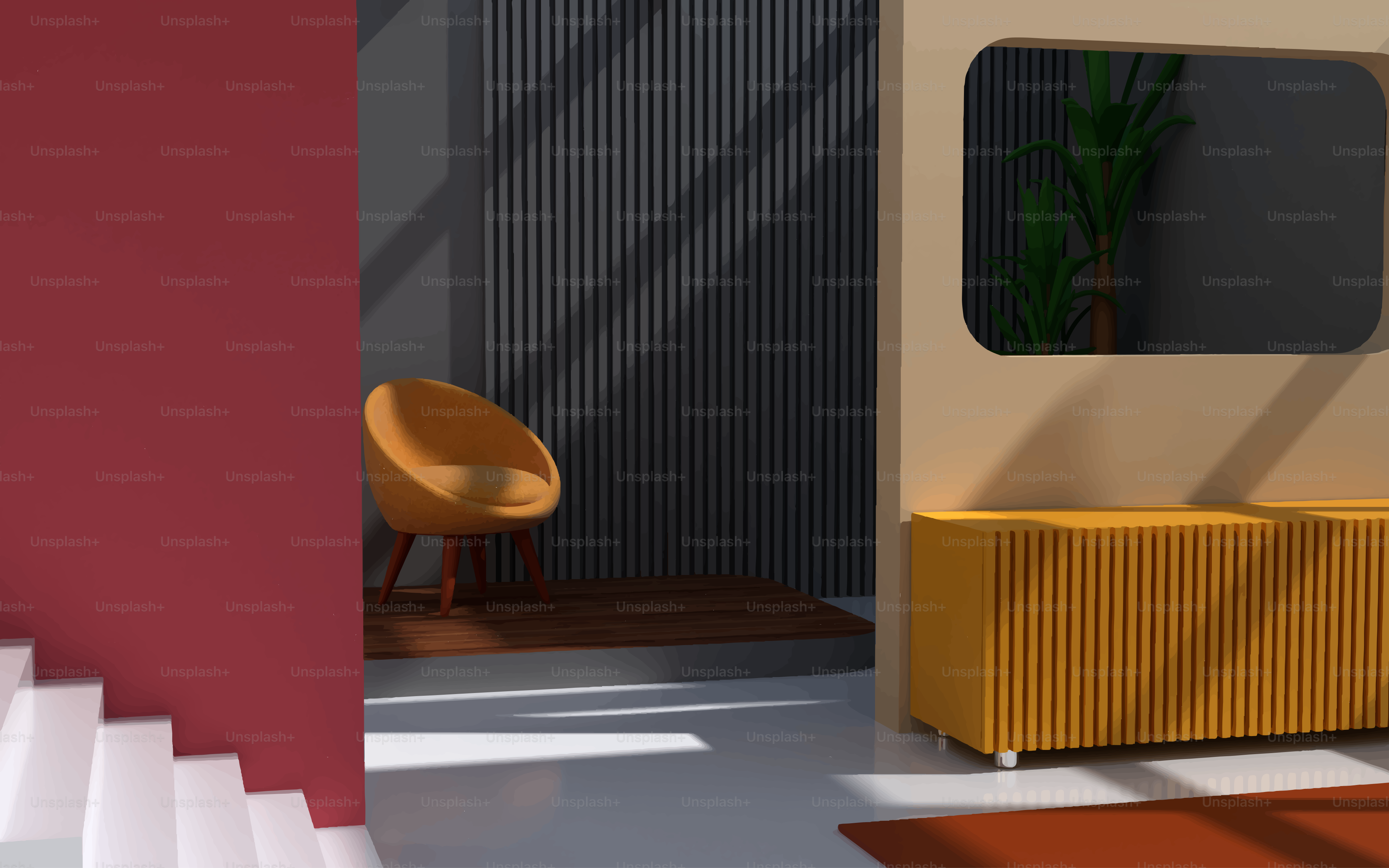 Habitación moderna con muebles minimalistas y sombras