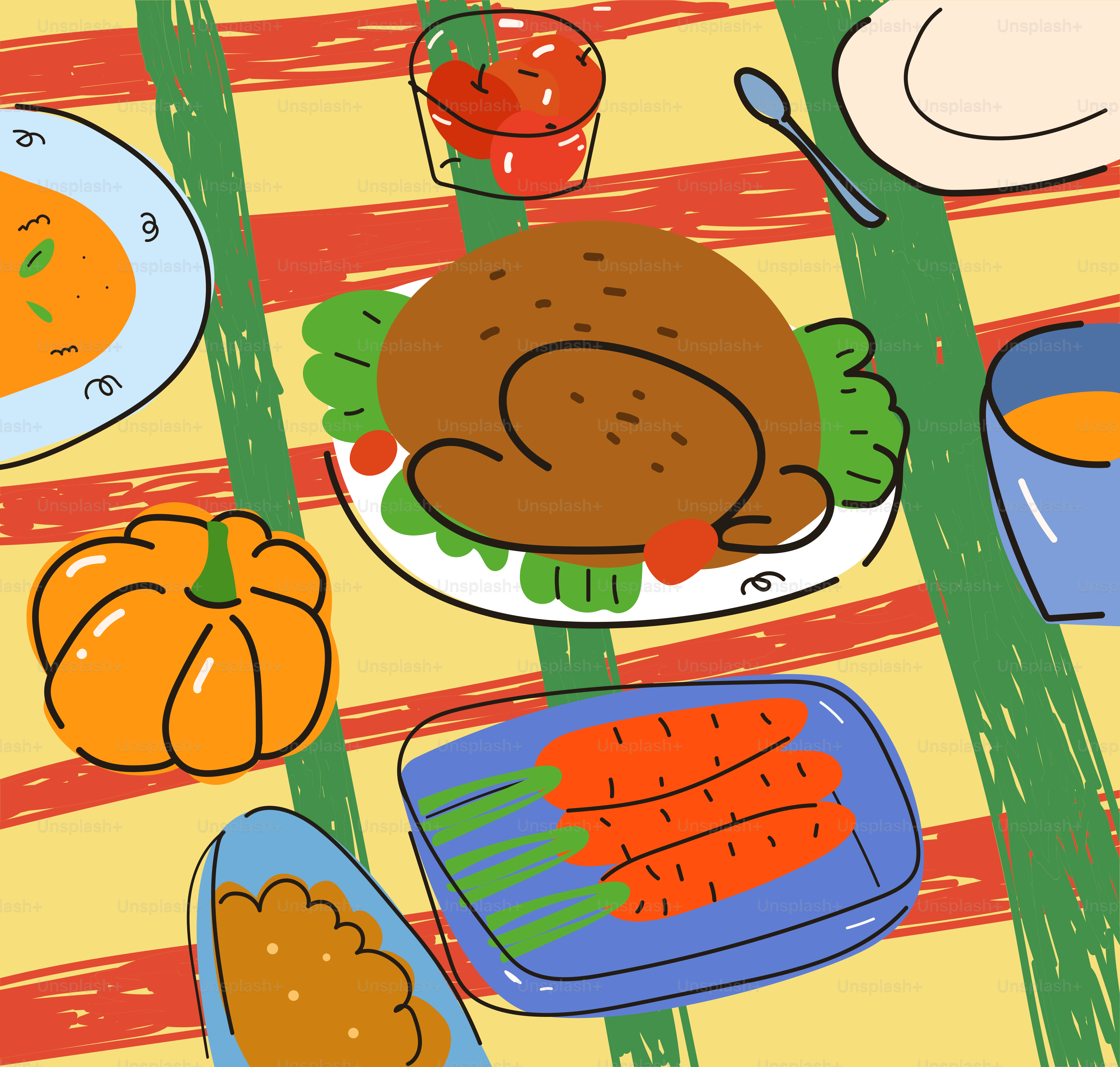 Thanksgiving dinner with turkey and sides