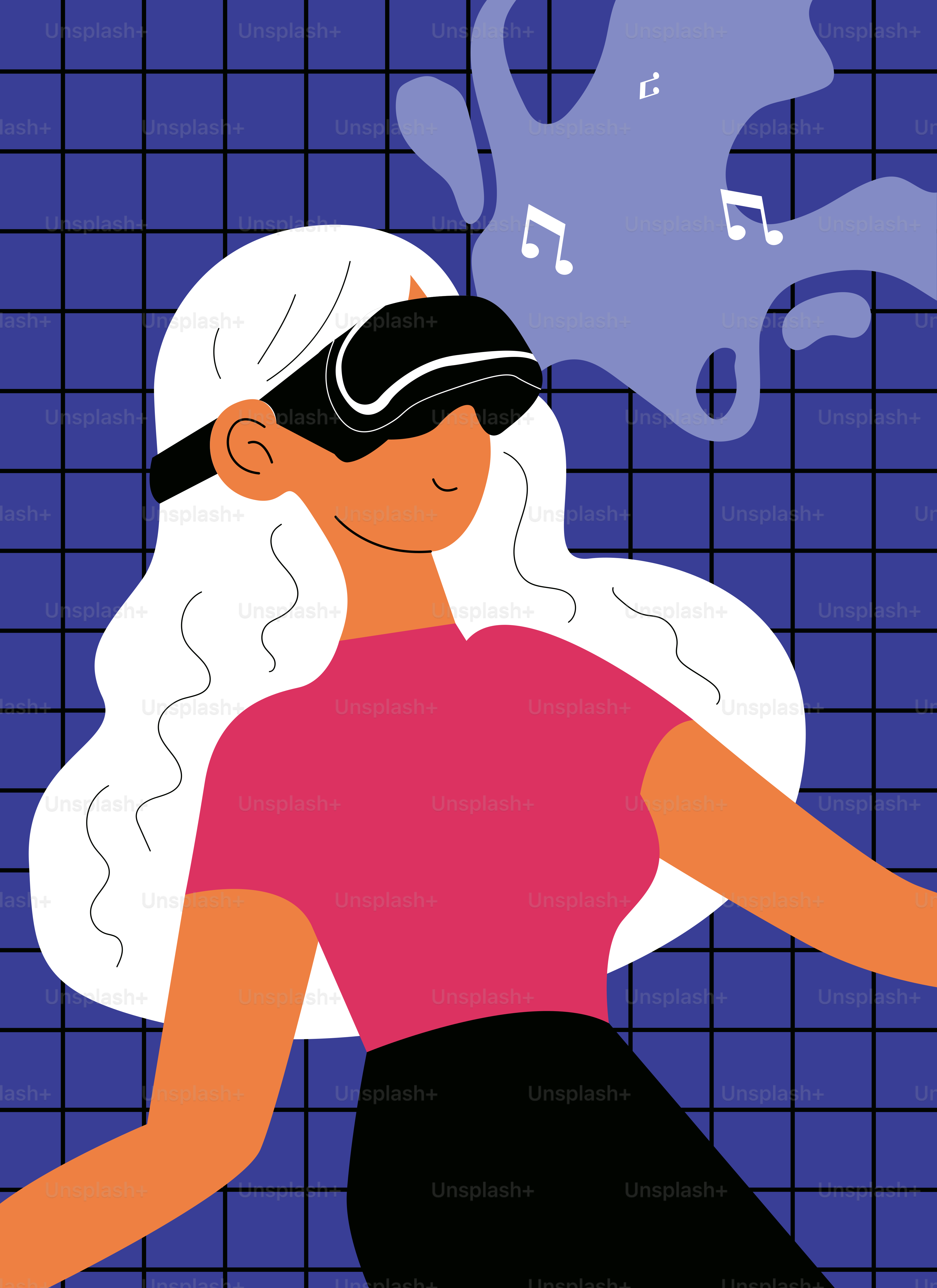 Femme portant un casque vr faisant l’expérience de la réalité virtuelle
