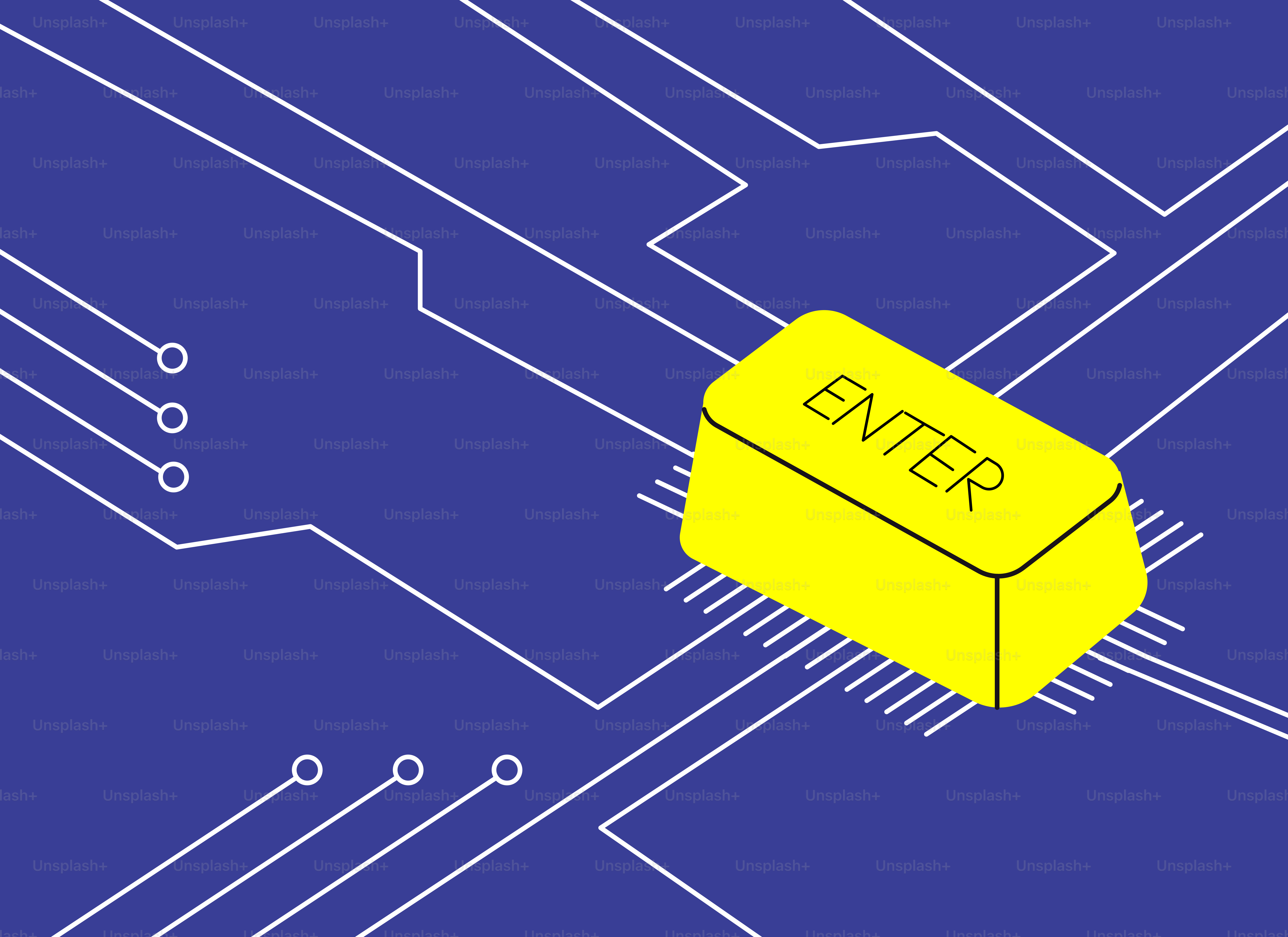 Yellow enter key on a computer chip