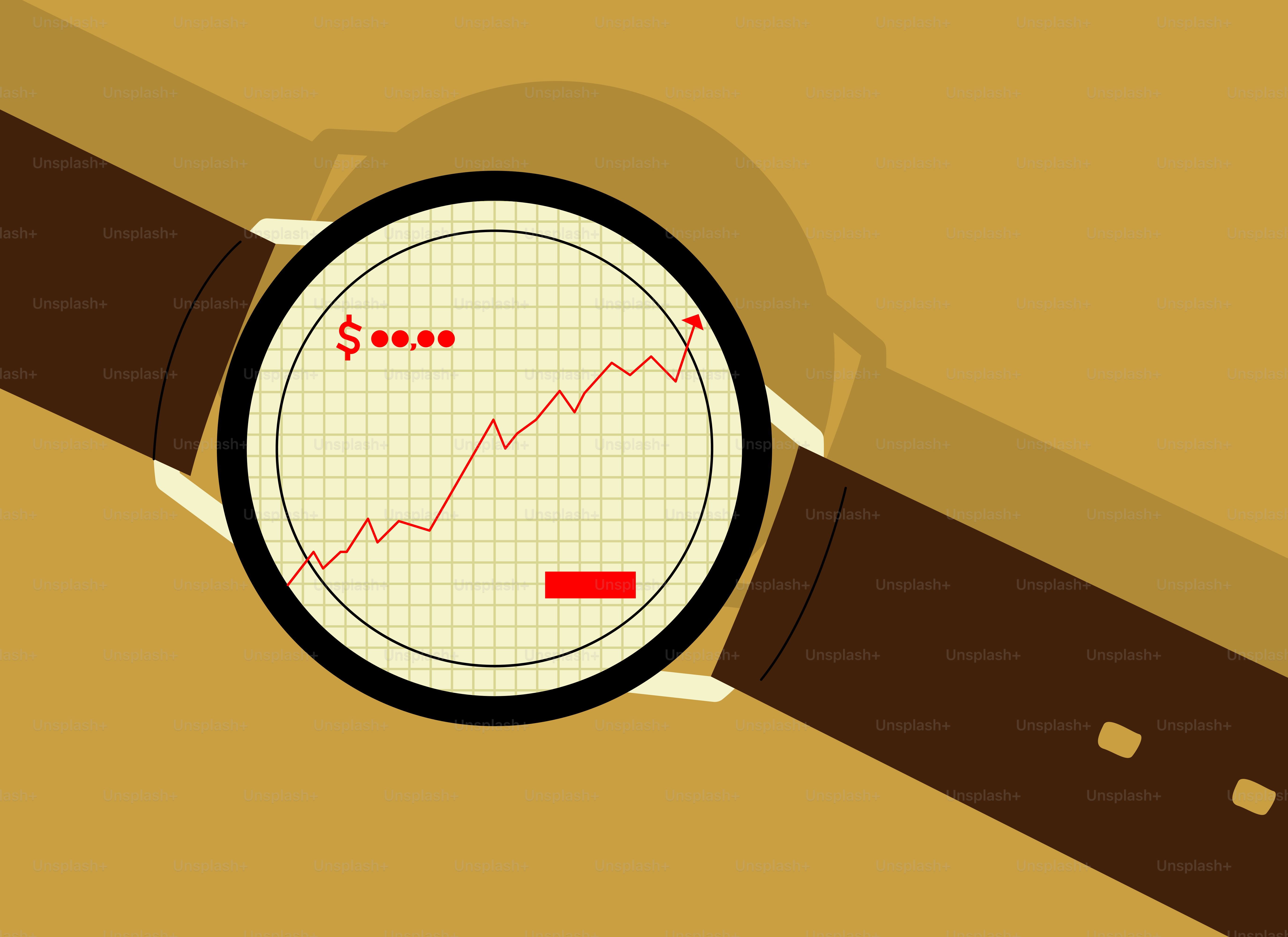 Watch face displays stock market graph