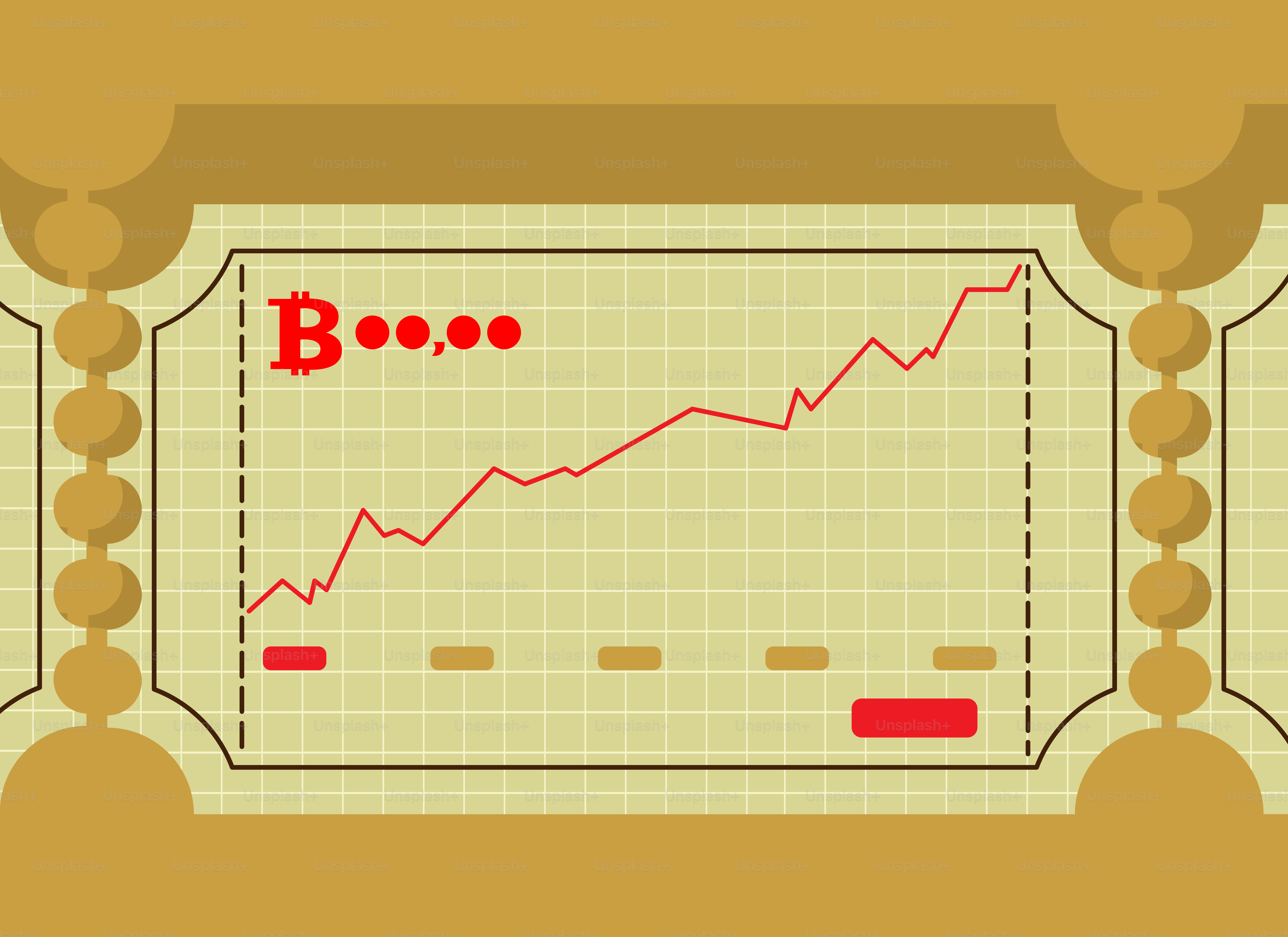 Gráfico de Bitcoin mostrando tendencia alcista con barras rojas.