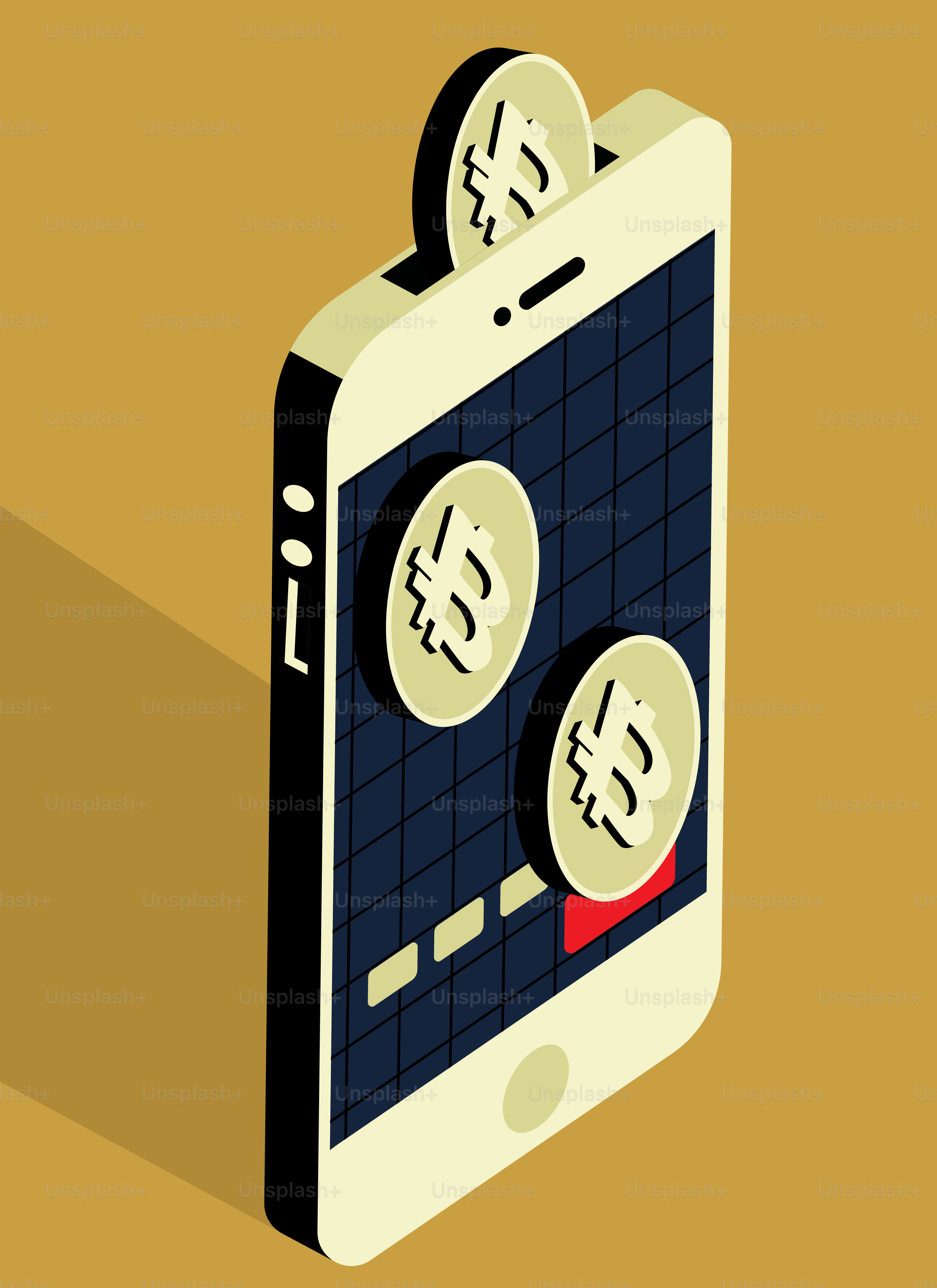 스마트폰이 코인과 함께 비트코인 심볼을 표시하는 것.