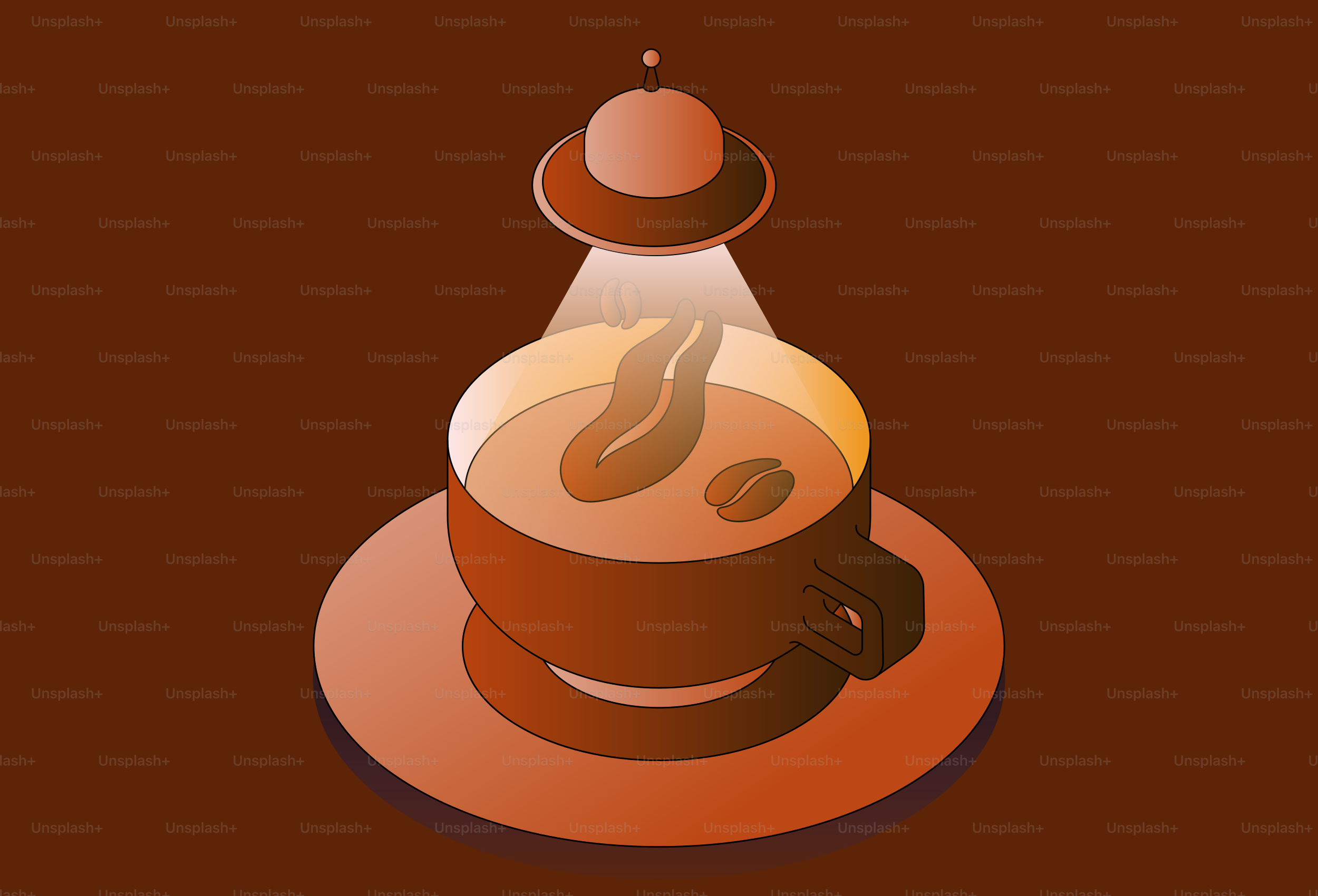 Ufo beams coffee beans into a steaming cup