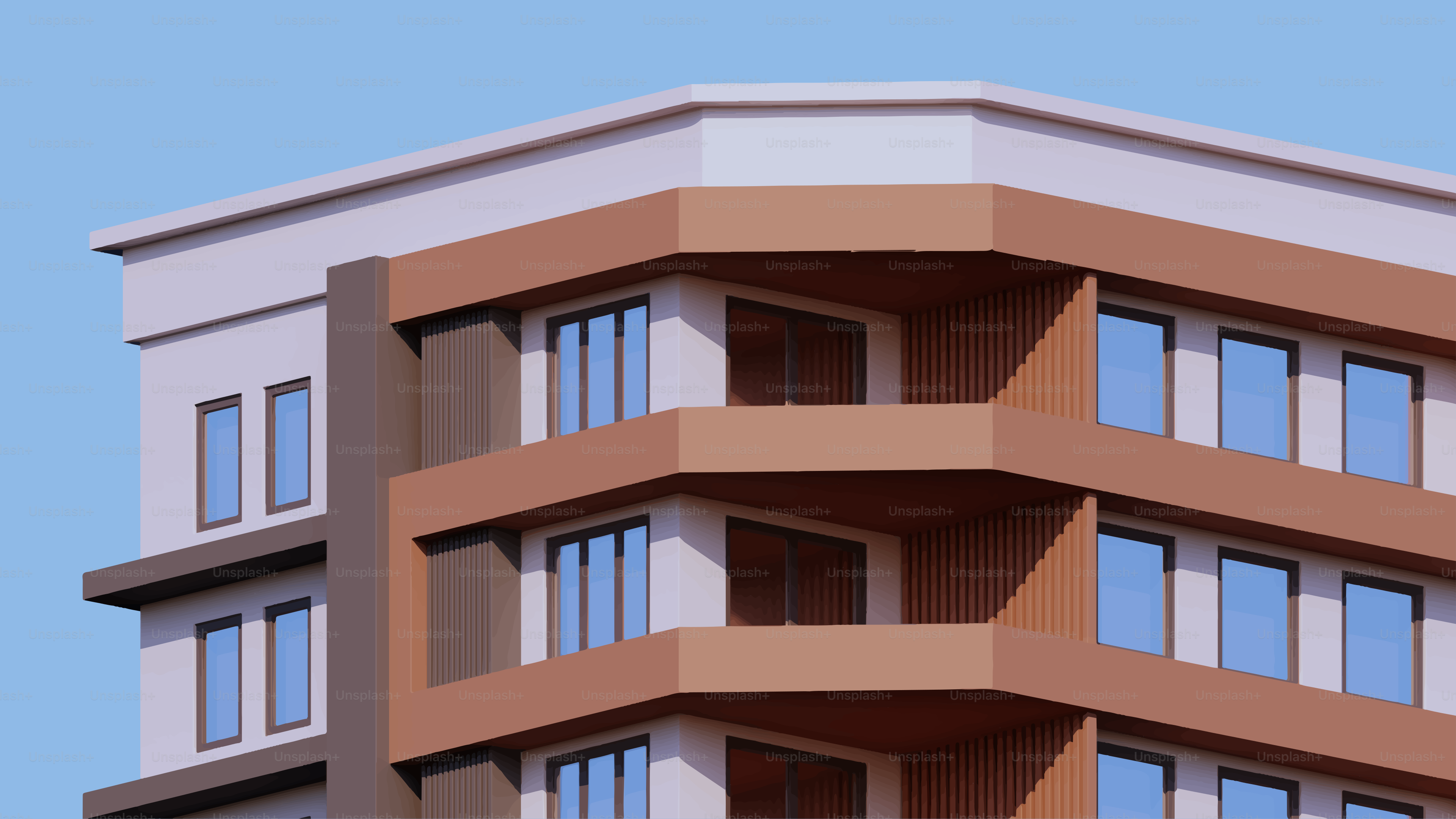 Modern building with geometric balconies and windows