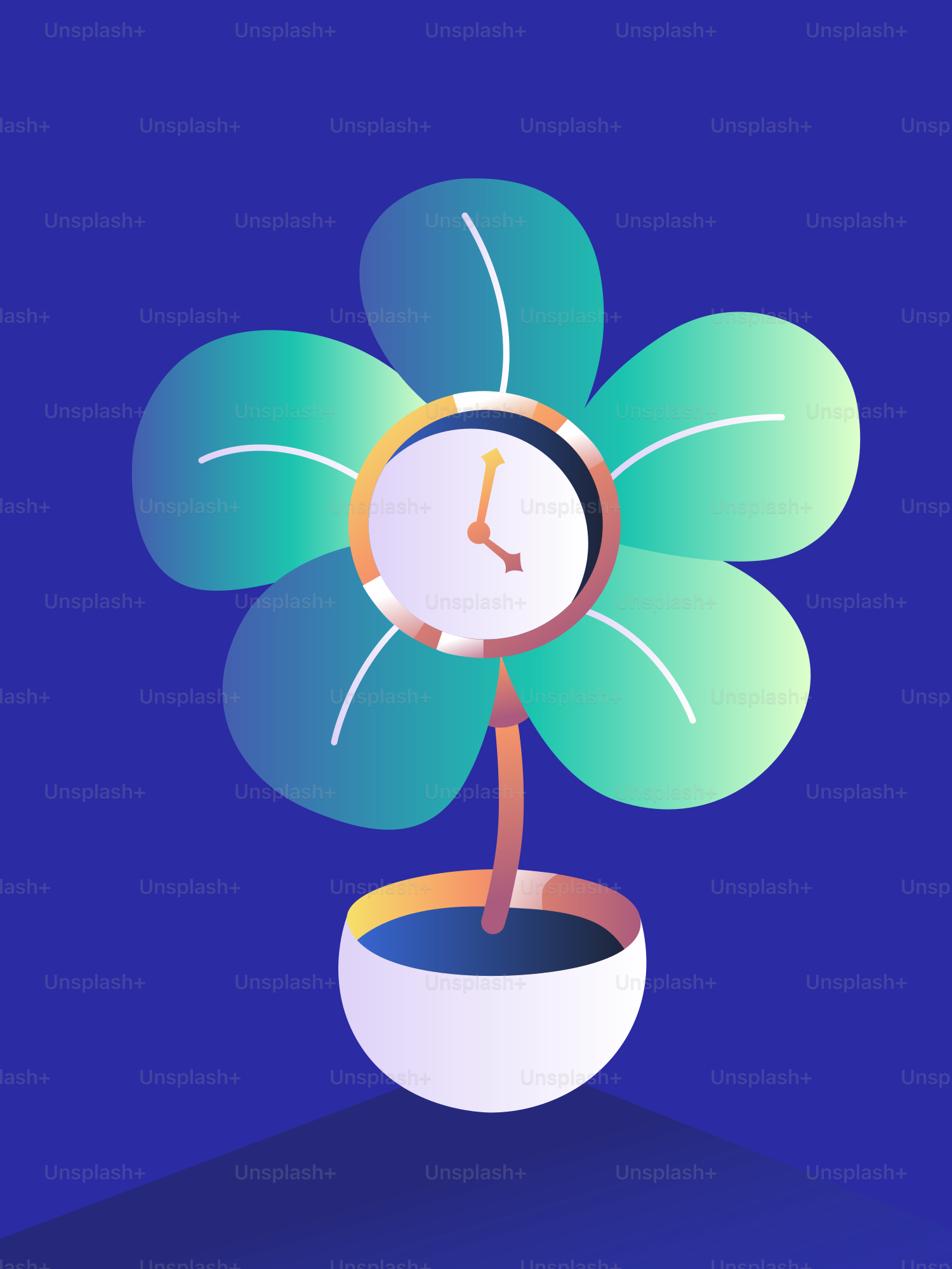 A flower with a clock for its center