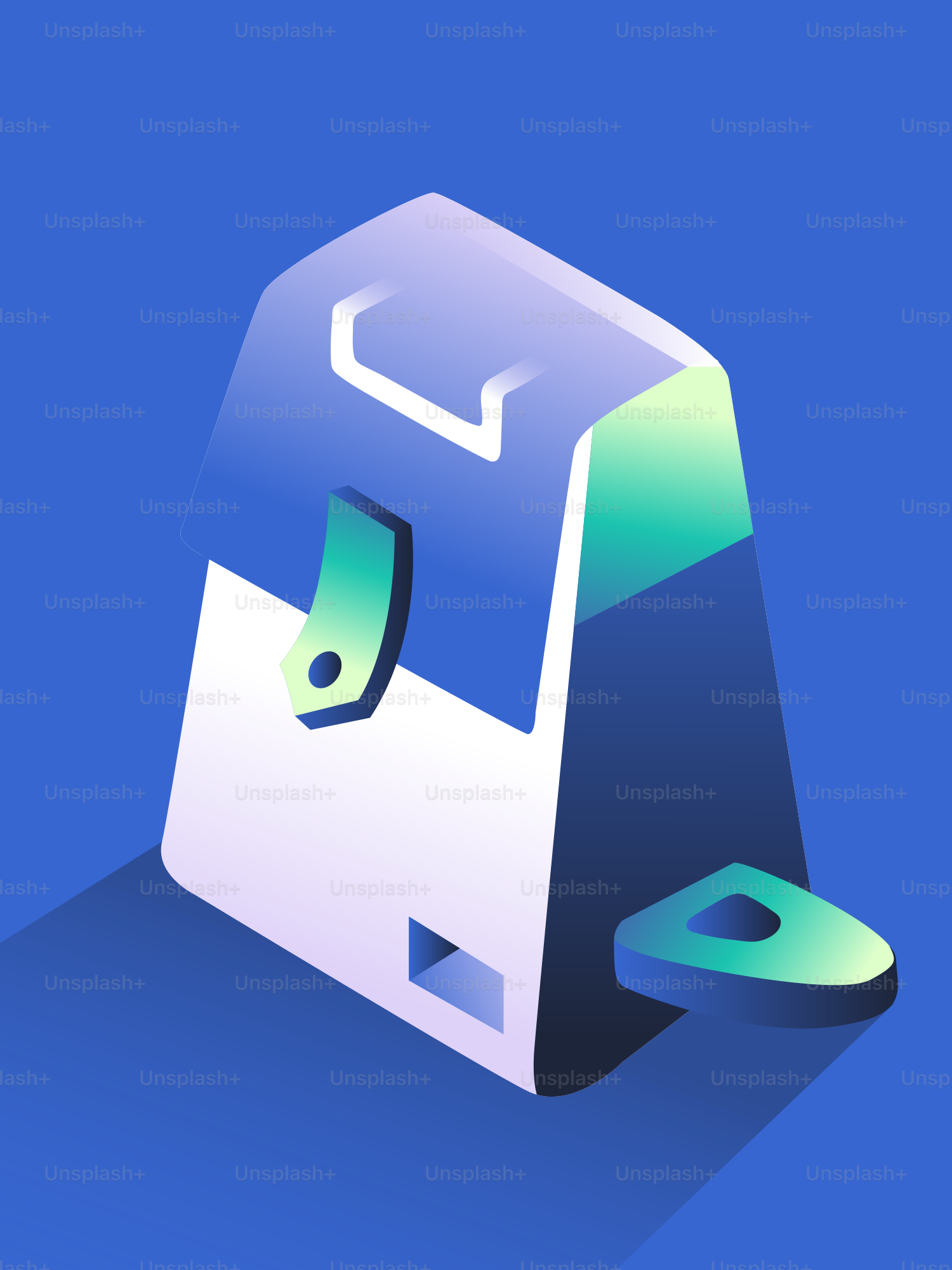 A stylized isometric backpack on a blue background