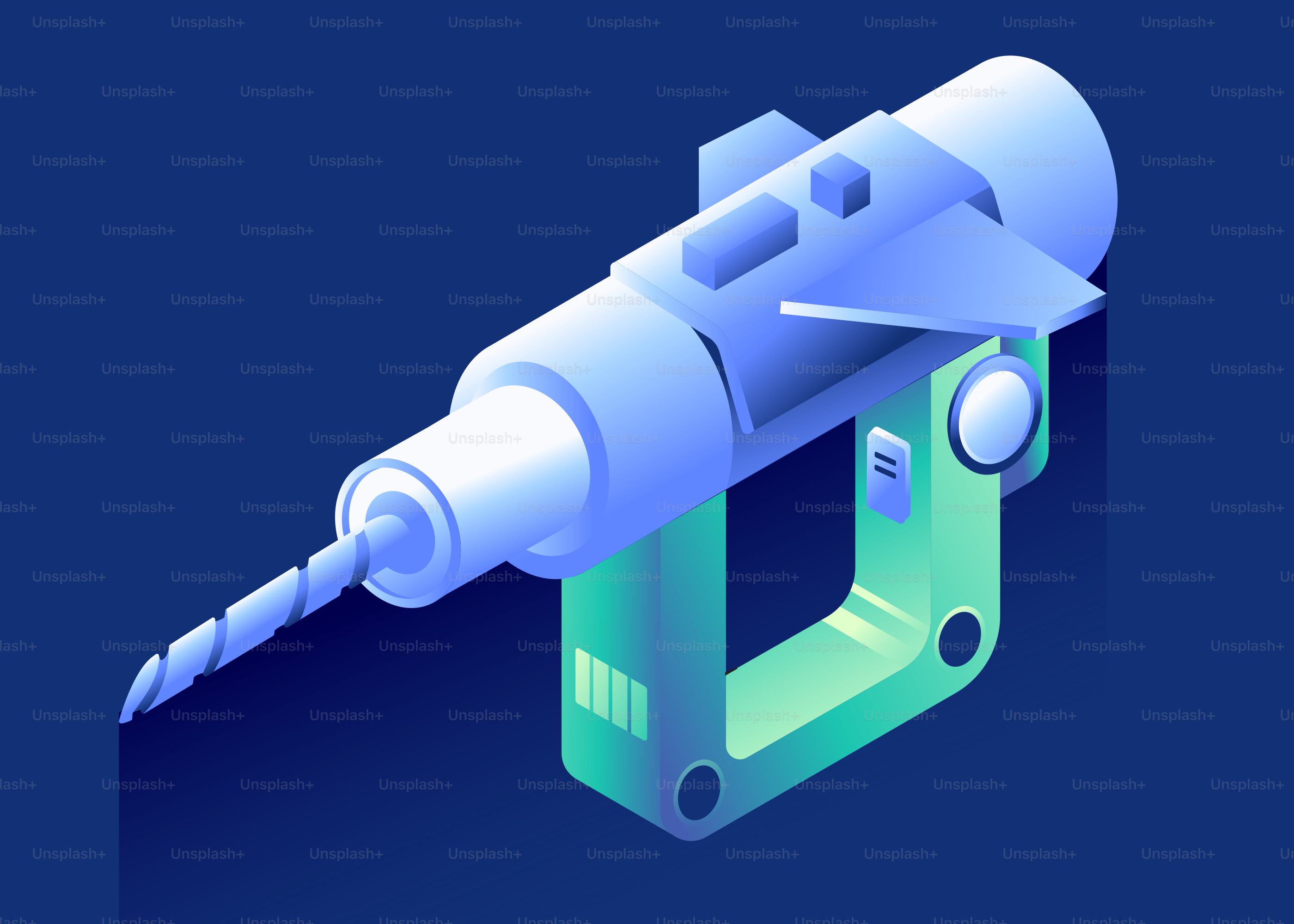 Un trapano futuristico con un design blu e verde.