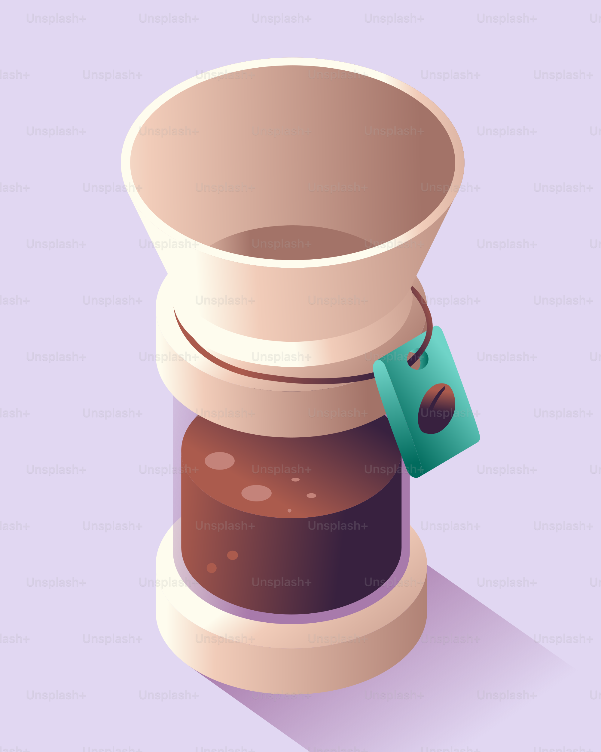 A pour-over coffee maker with coffee inside.