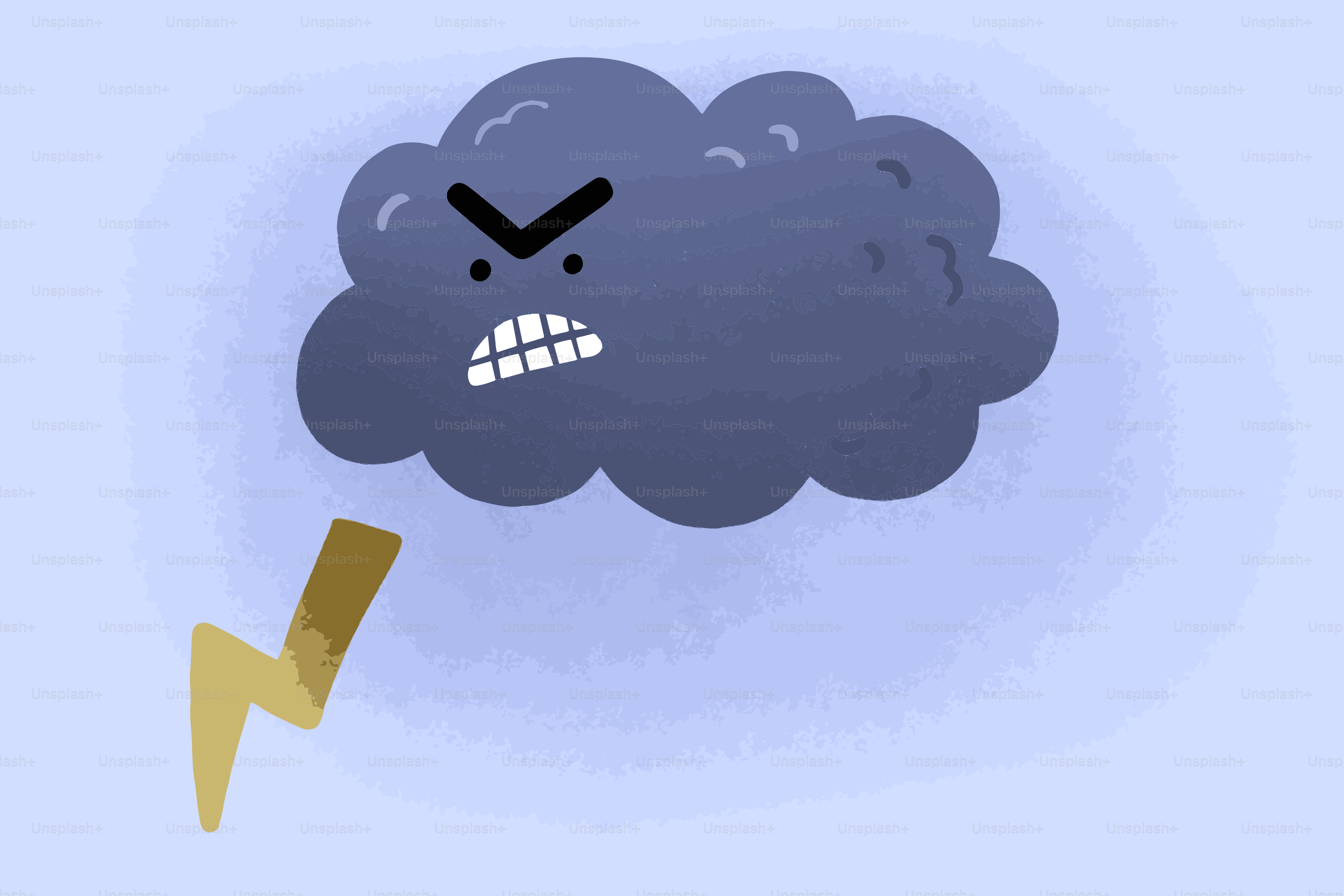 An angry storm cloud with lightning