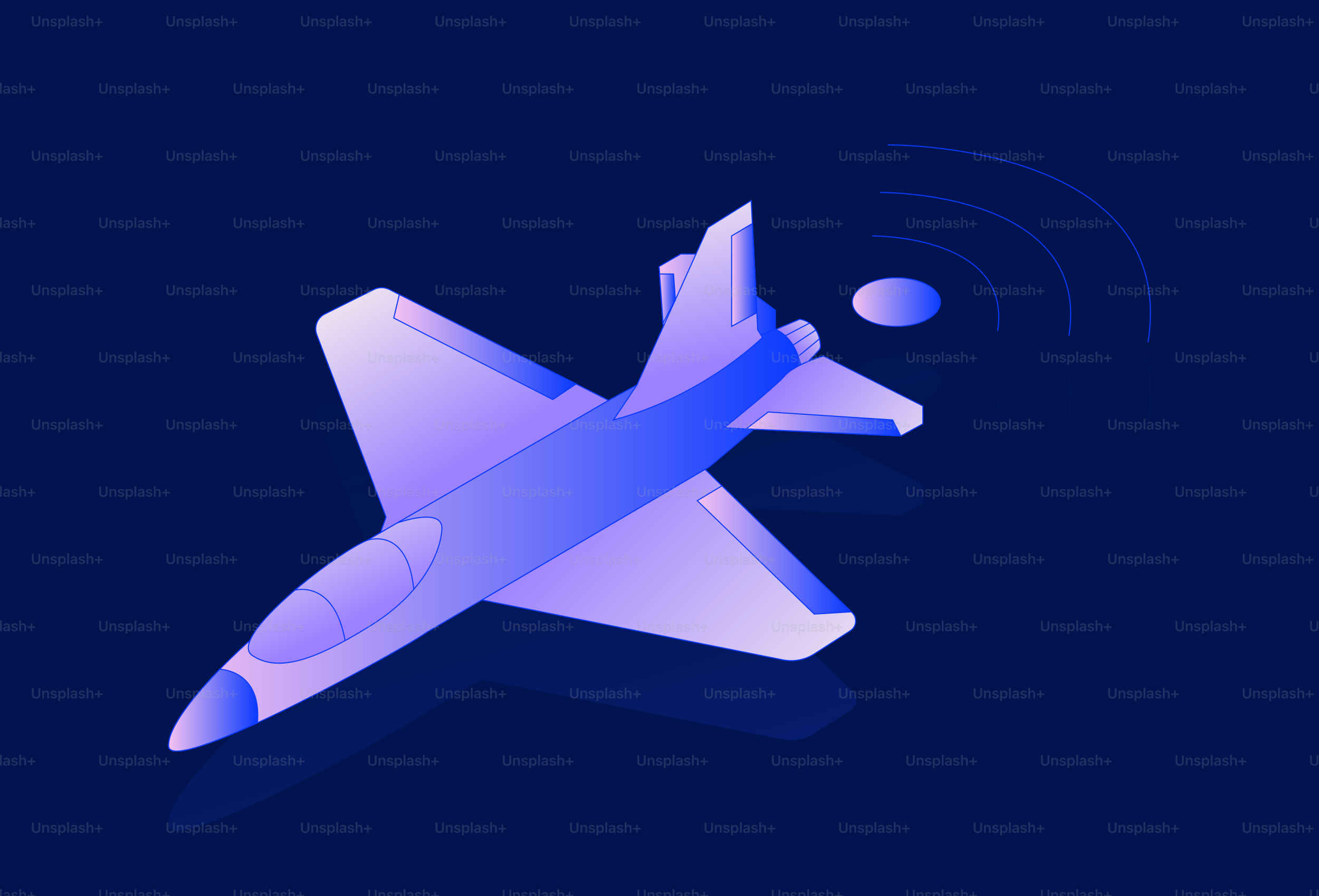 A futuristic jet fighter with signal waves