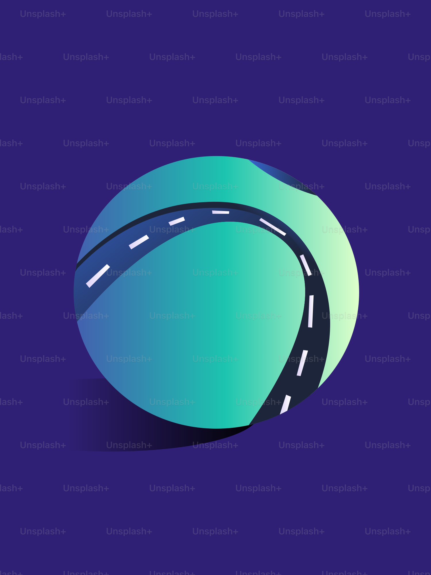 Eine Straße umschließt eine leuchtende Kugel.