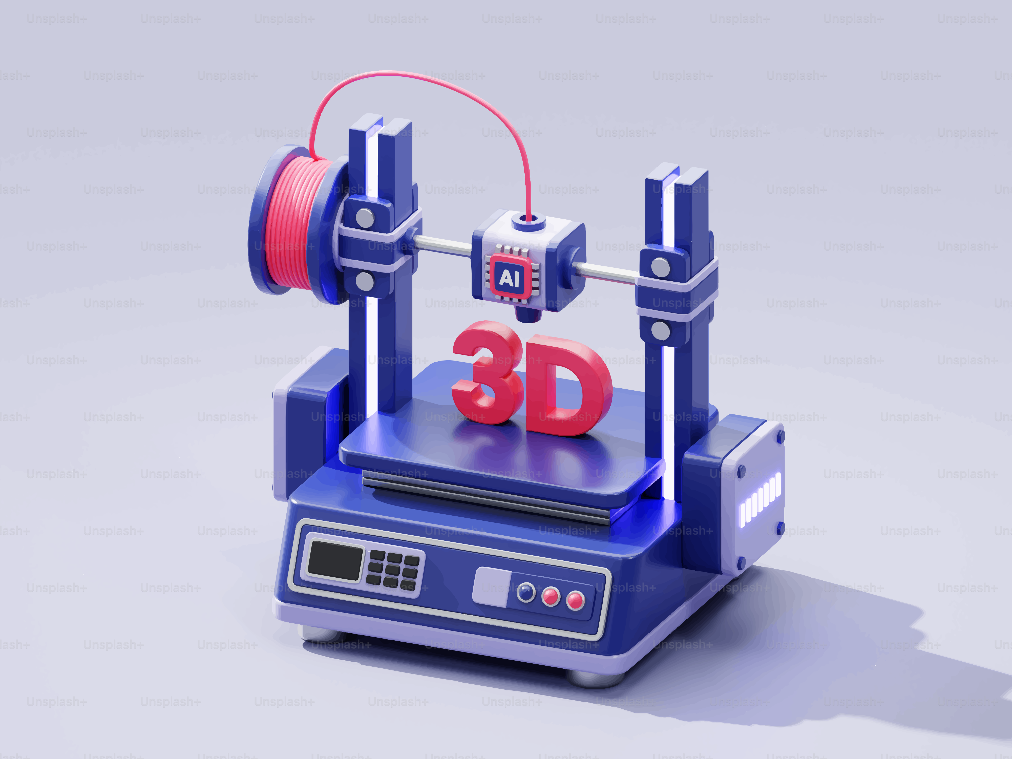 Stampante 3D che crea le lettere "3D"
