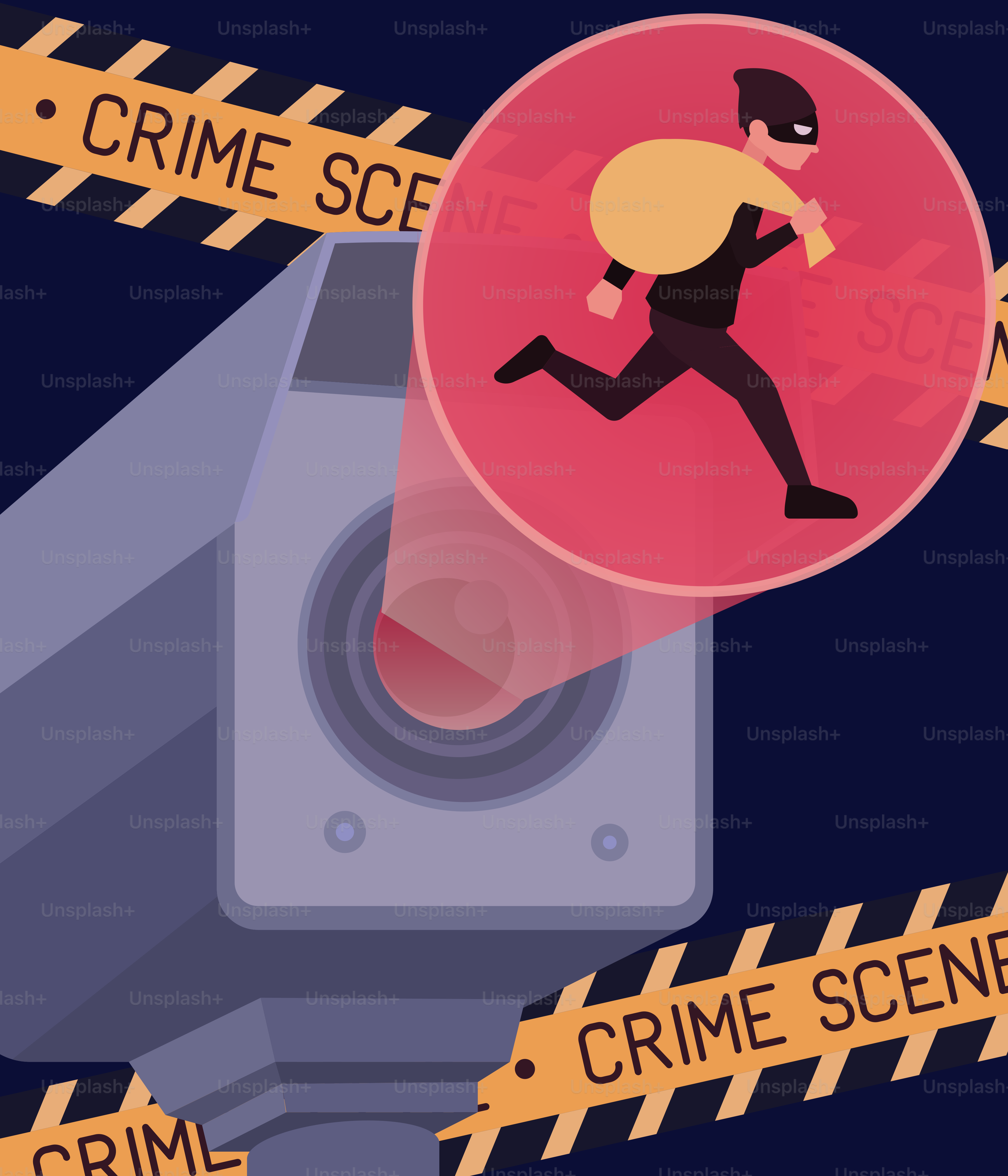 La caméra de sécurité filme un voleur courant avec un sac.