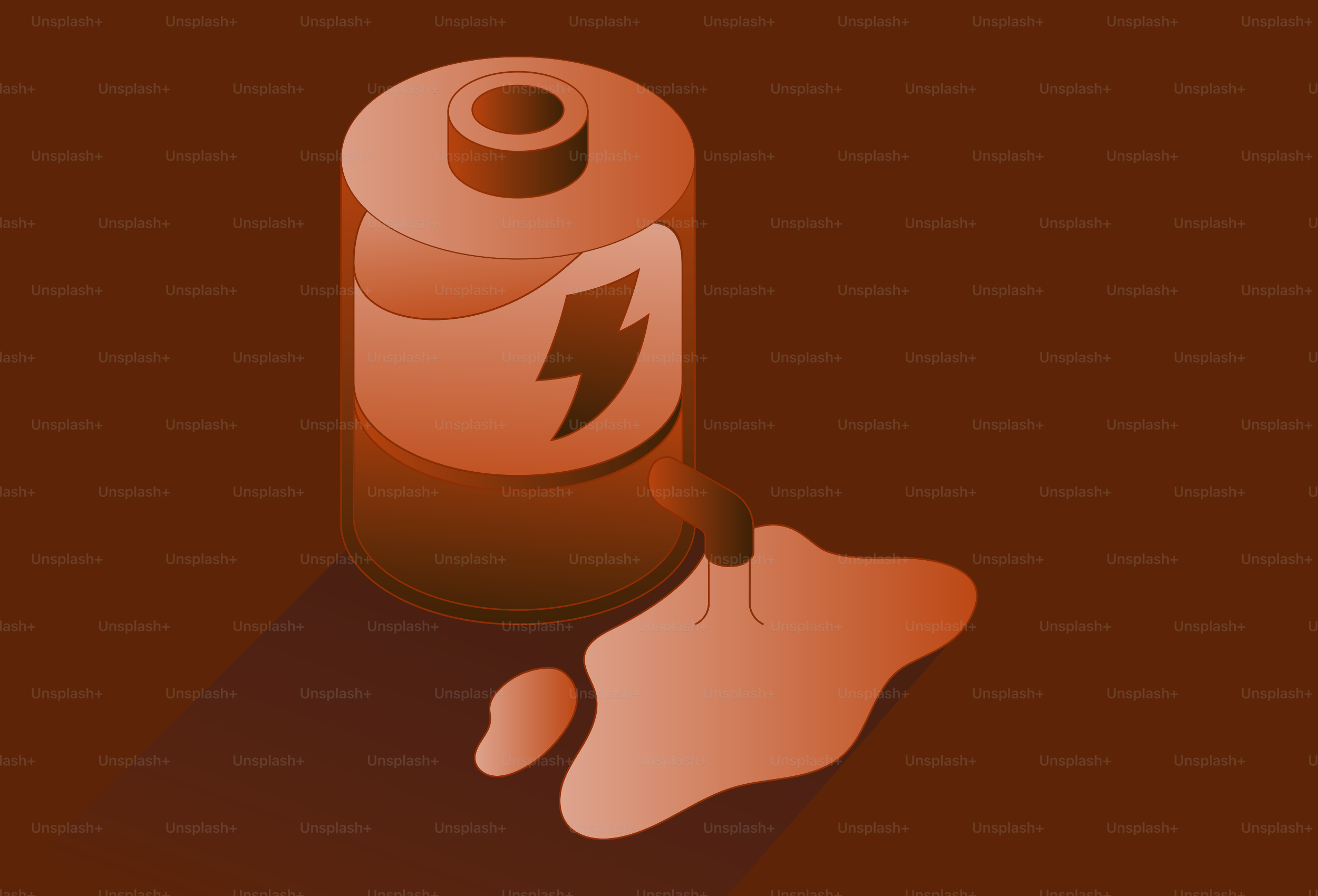 A leaking battery with a lightning bolt symbol