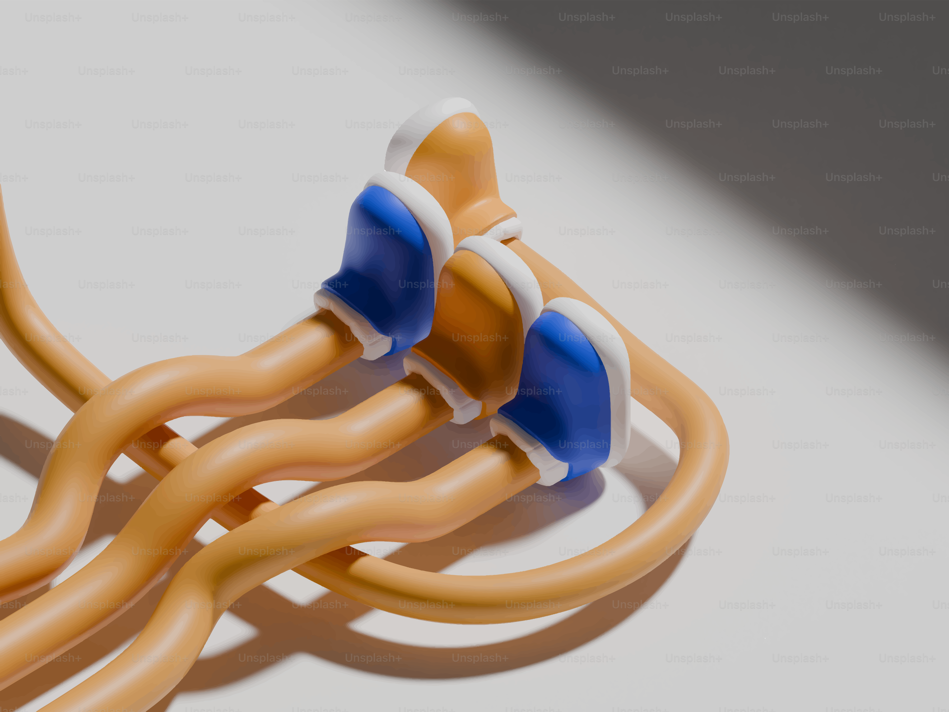 Three orange tentacles with blue tips