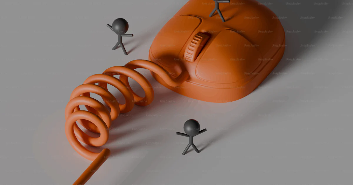 Three stick figures with a coiled computer mouse vector – Abstract ...