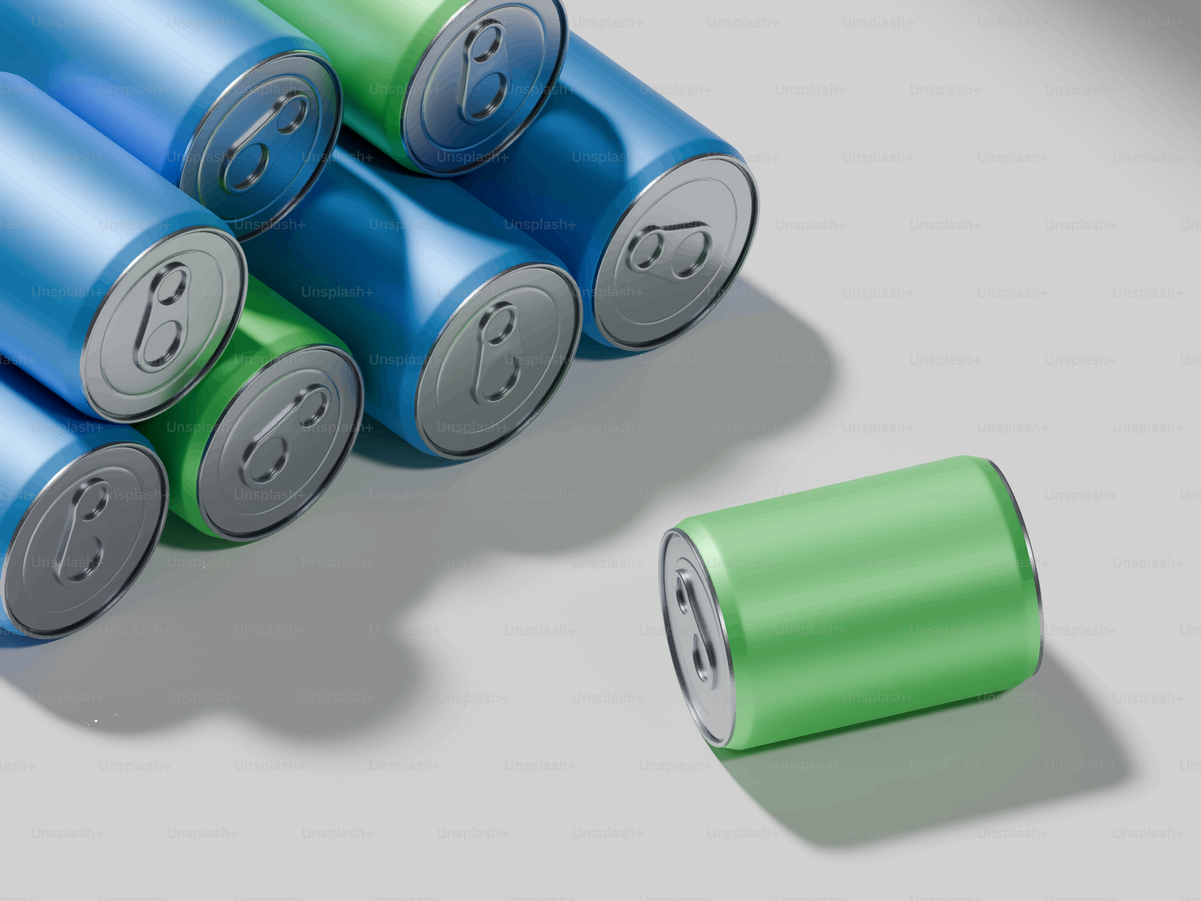 Plusieurs boîtes bleues et vertes, dont une peut séparer