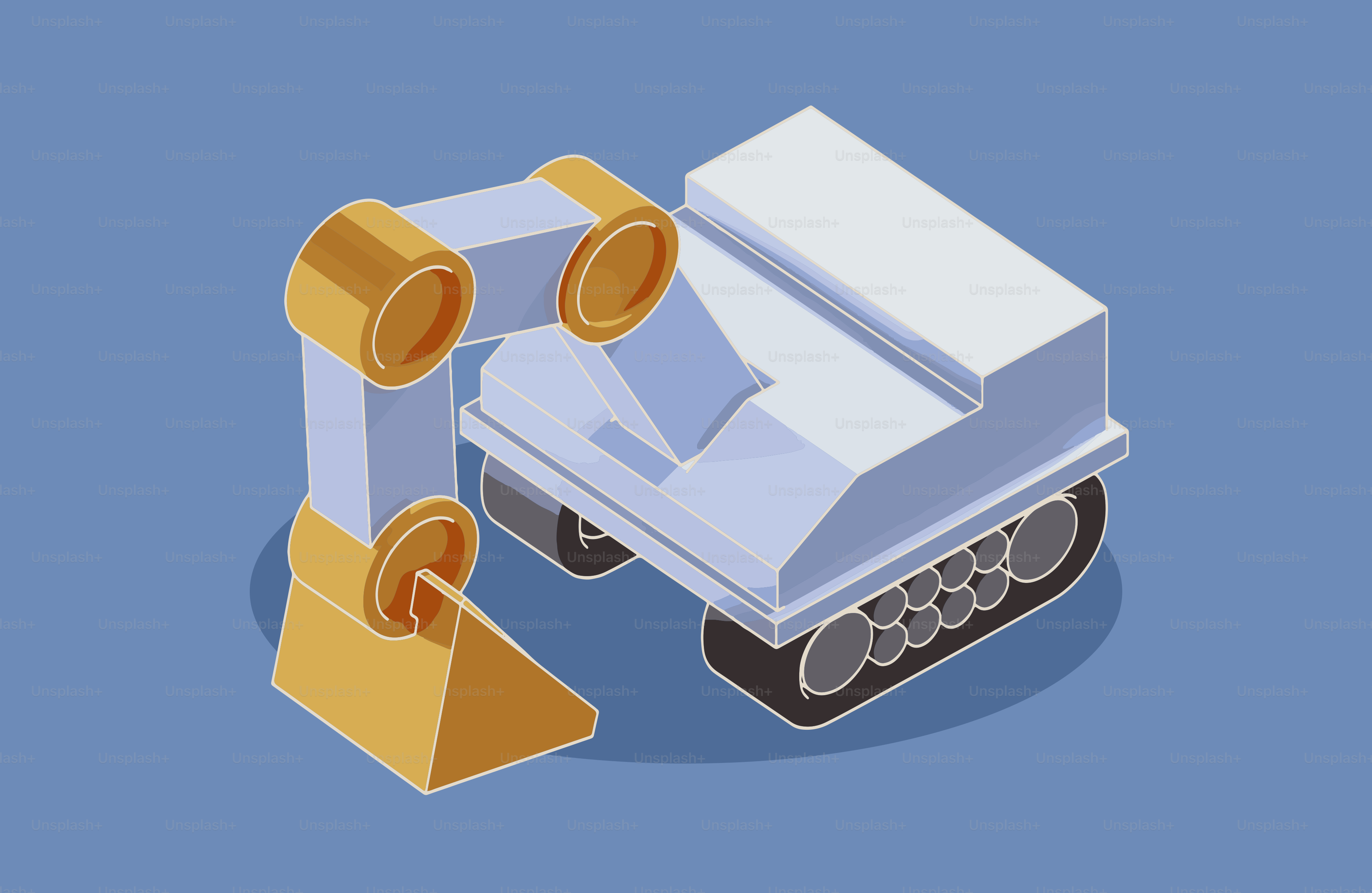 Un bras robotique sur un véhicule chenillé