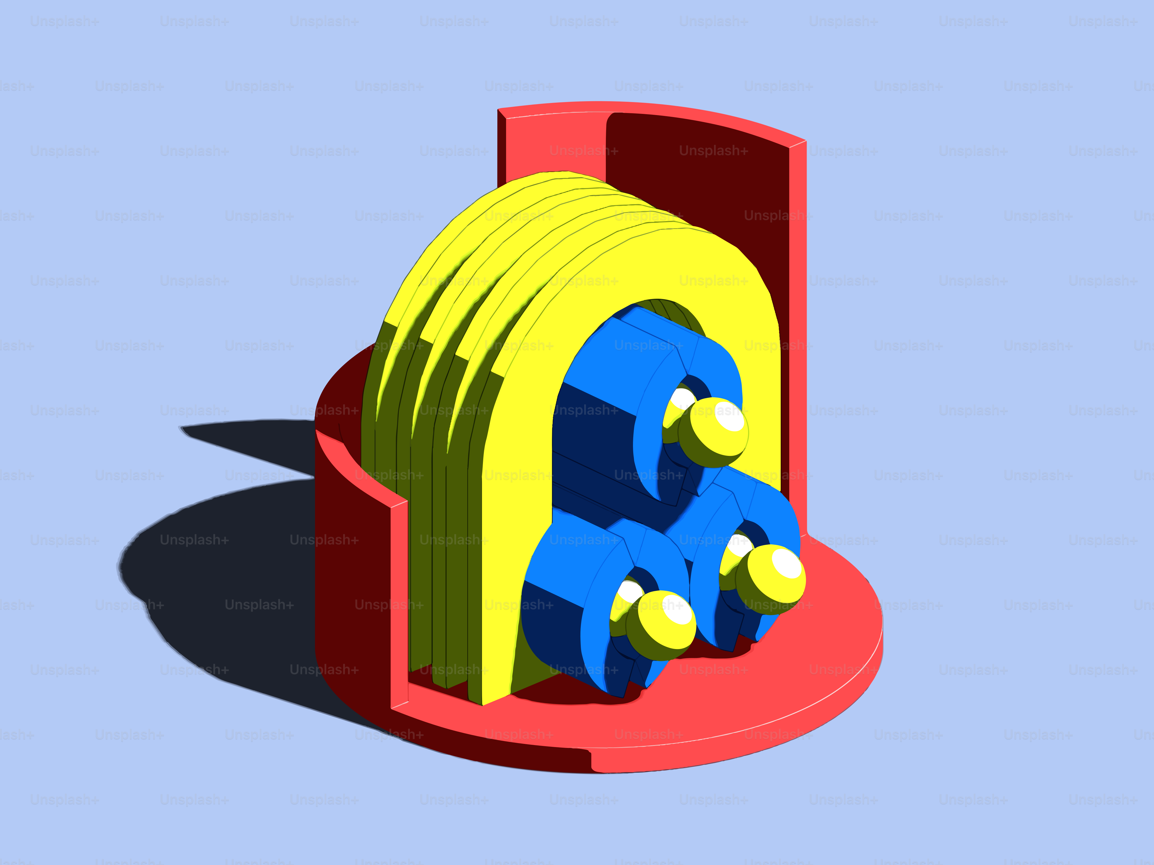 Abstrakte 3D-Darstellung ineinandergreifender Formen