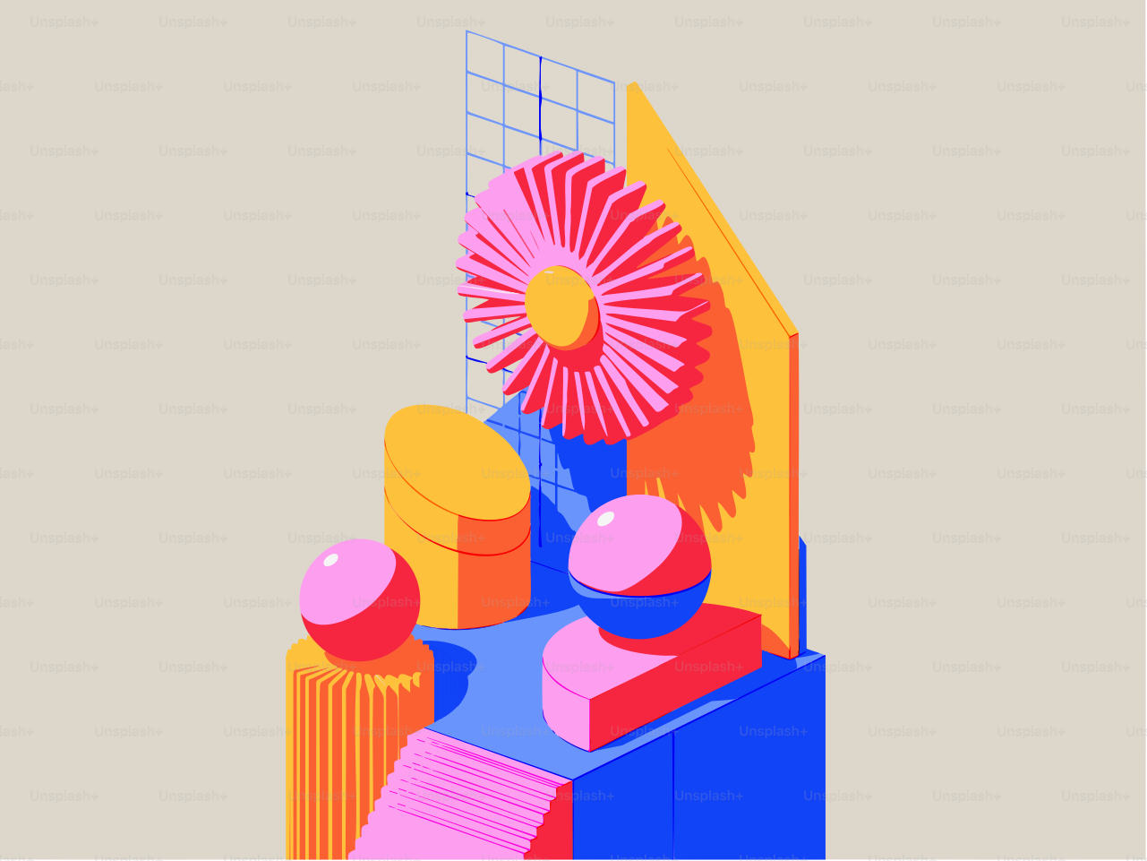 Formas geométricas abstractas en colores vibrantes