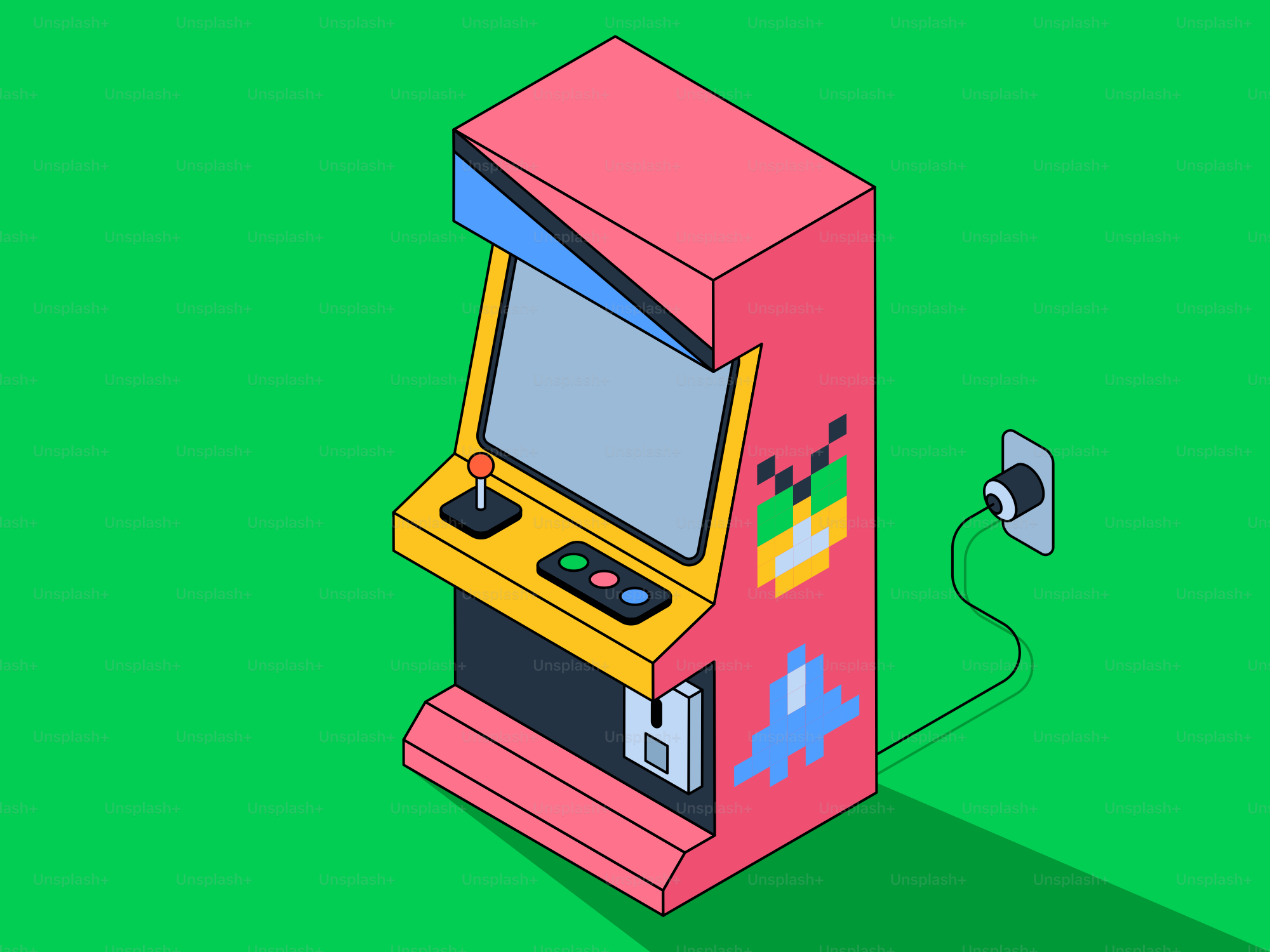 Macchina da gioco arcade retrò collegata a muro