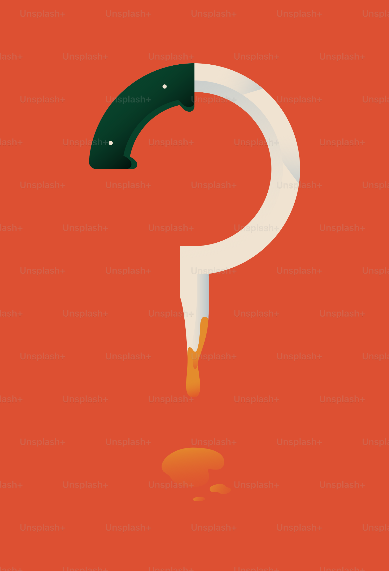 Un punto interrogativo costituito da un coltello con liquido gocciolante.