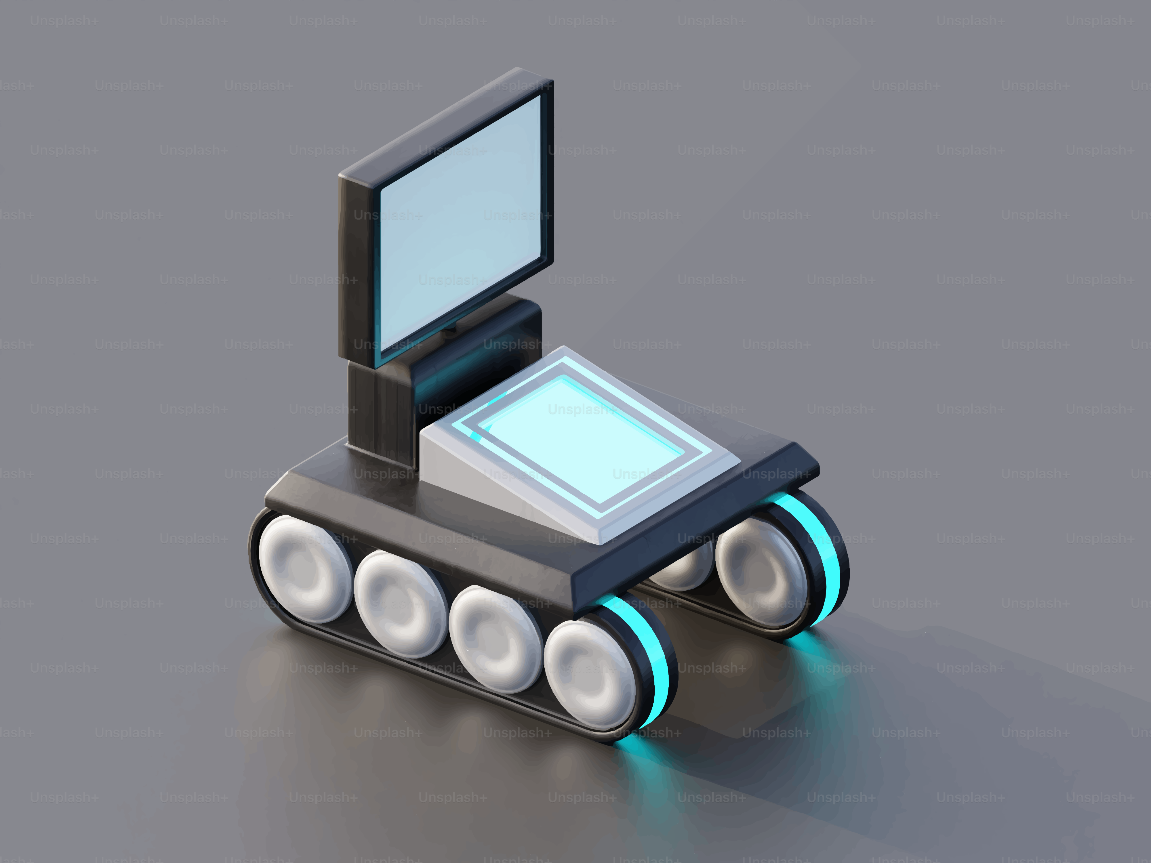 Futuristic robot with screen and glowing lights