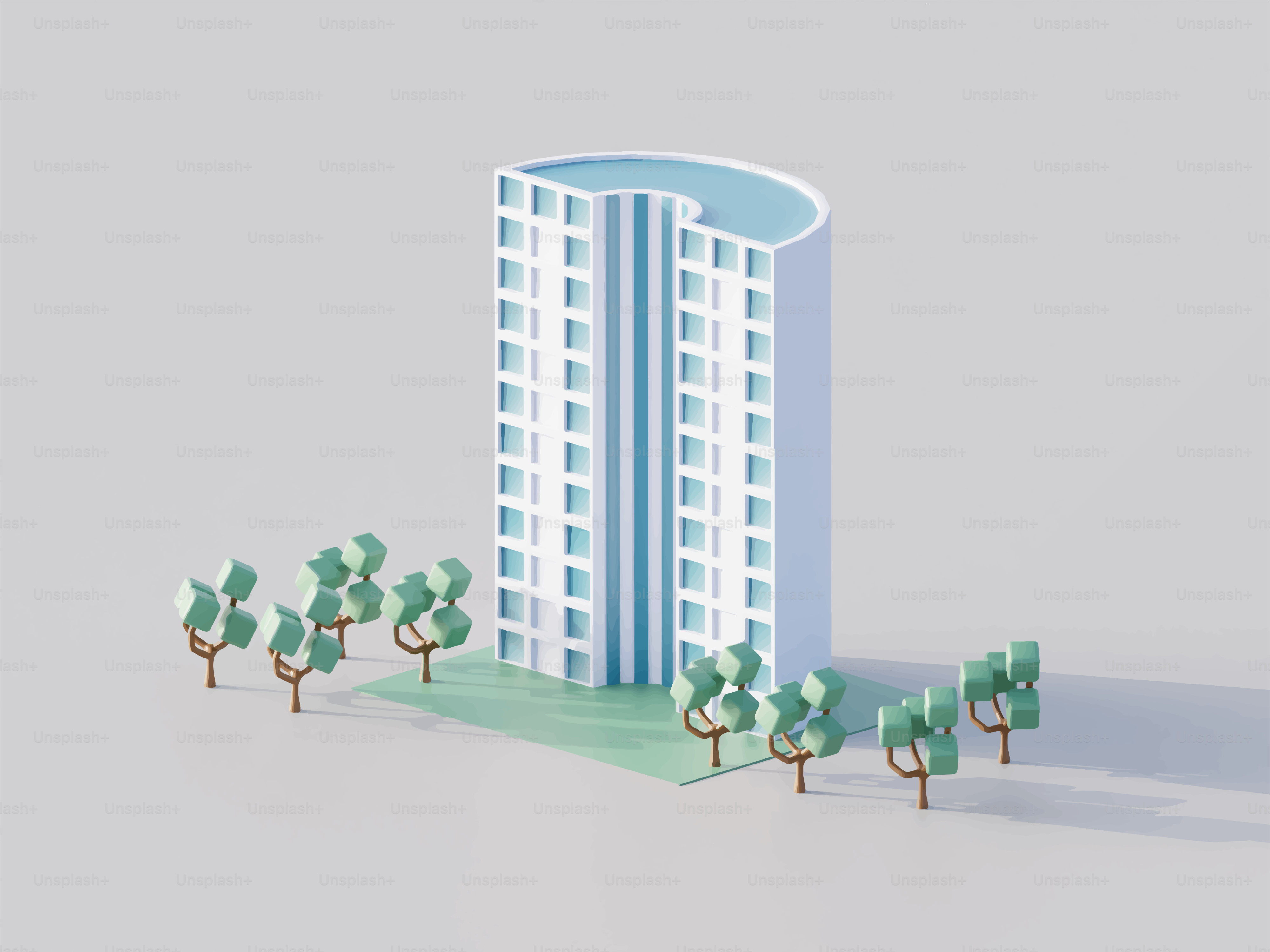 Moderno condominio con alberi circostanti