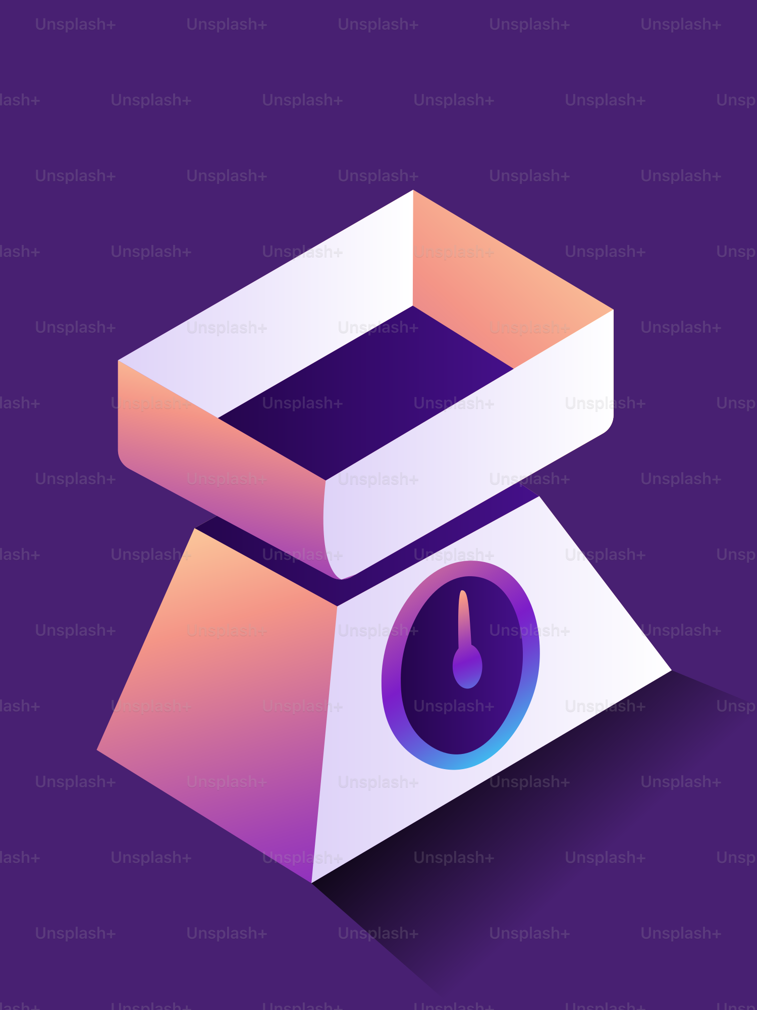 Isometric kitchen scale on purple background