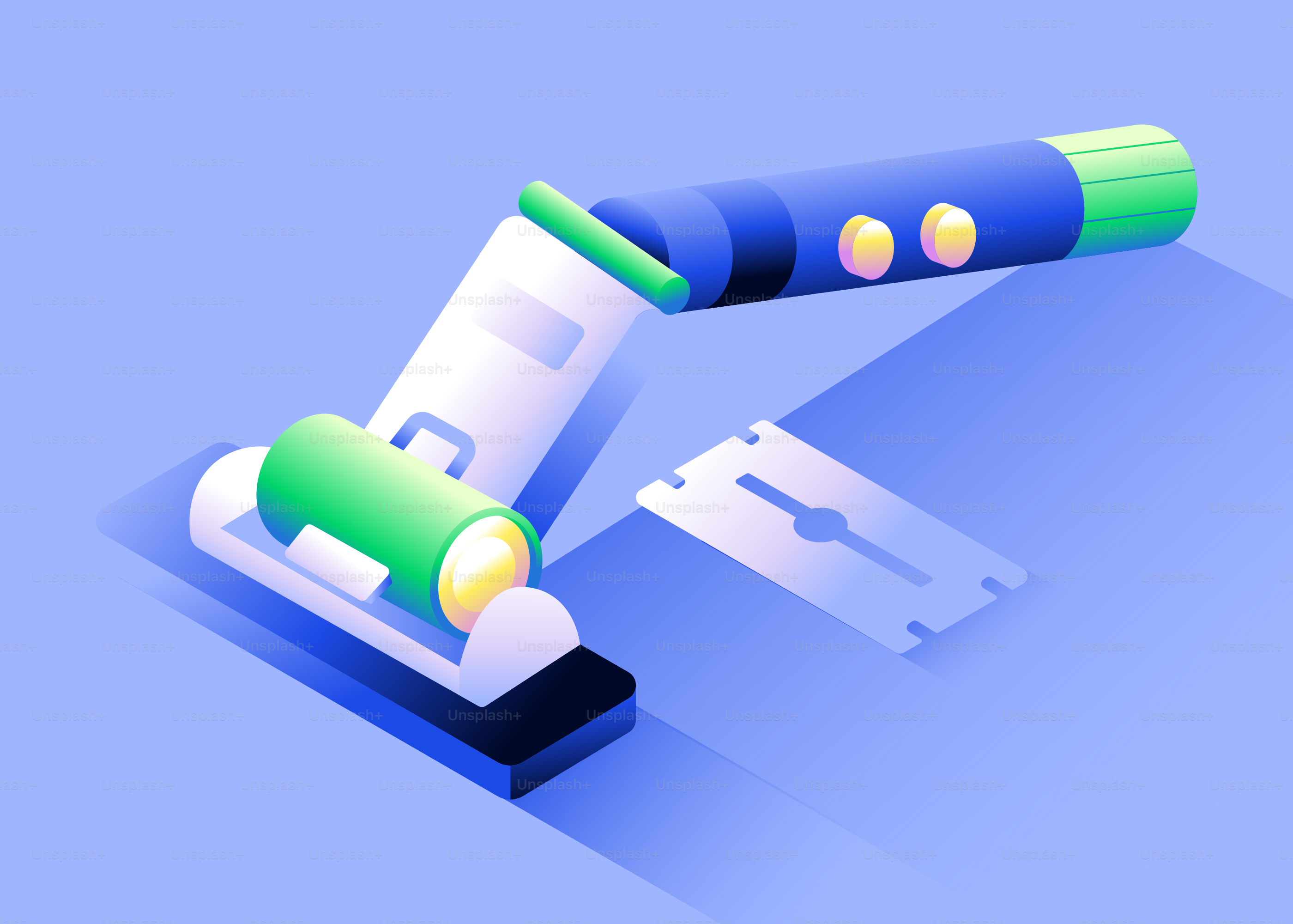 A razor and a razor blade on blue background