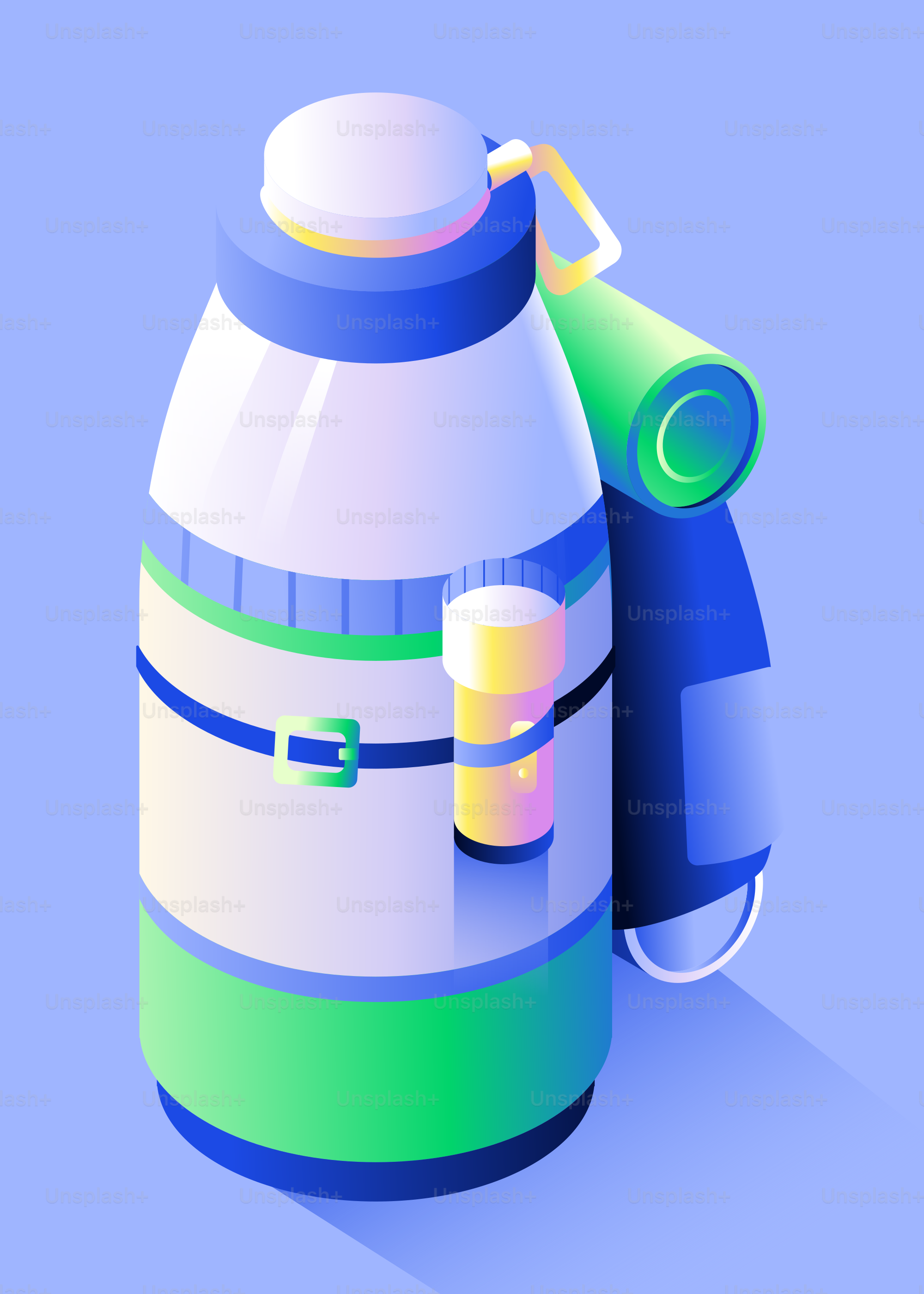 Grande garrafa de água com bolsa de acessórios