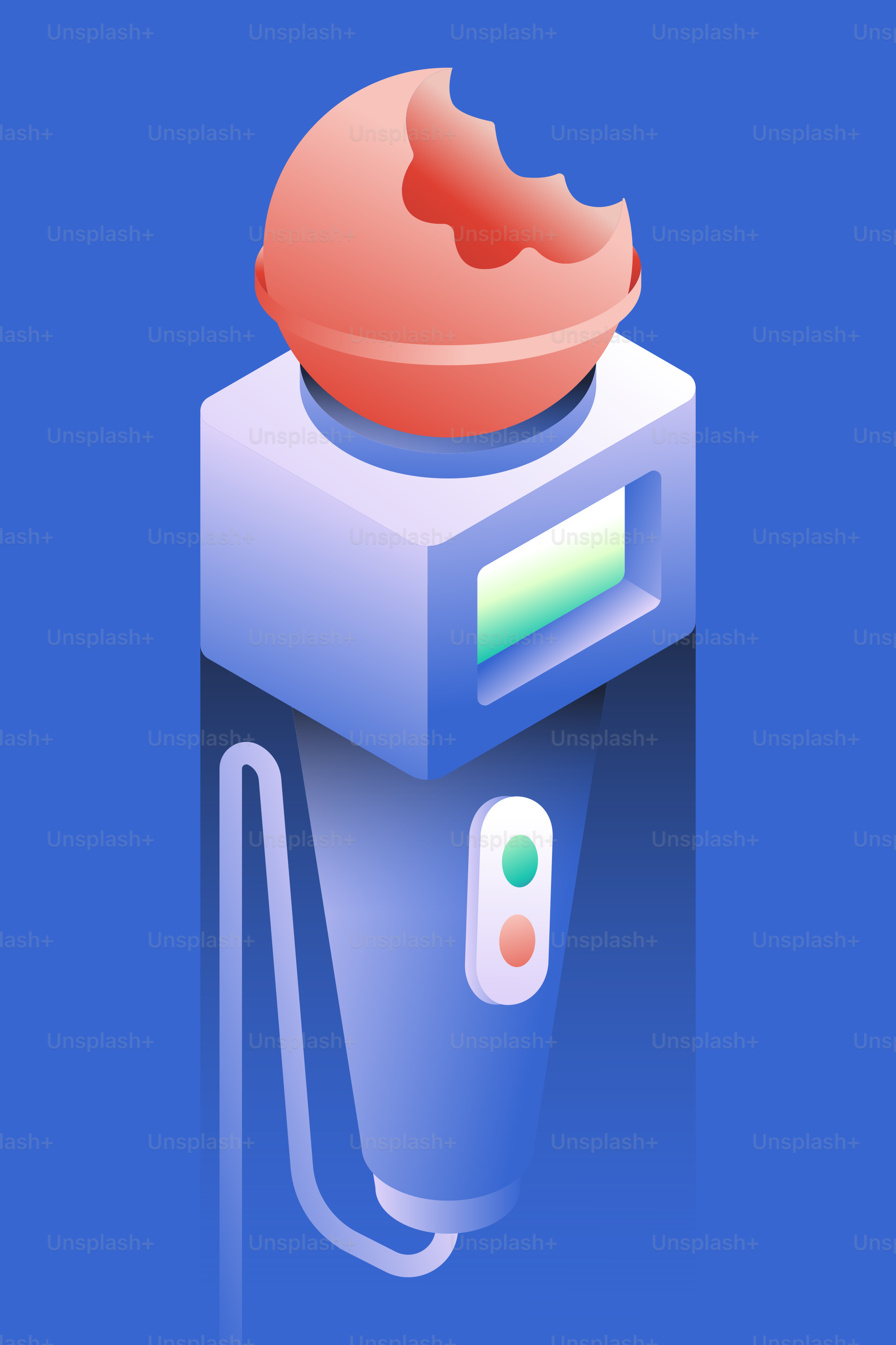 Isometric microphone with a bitten ice cream cone