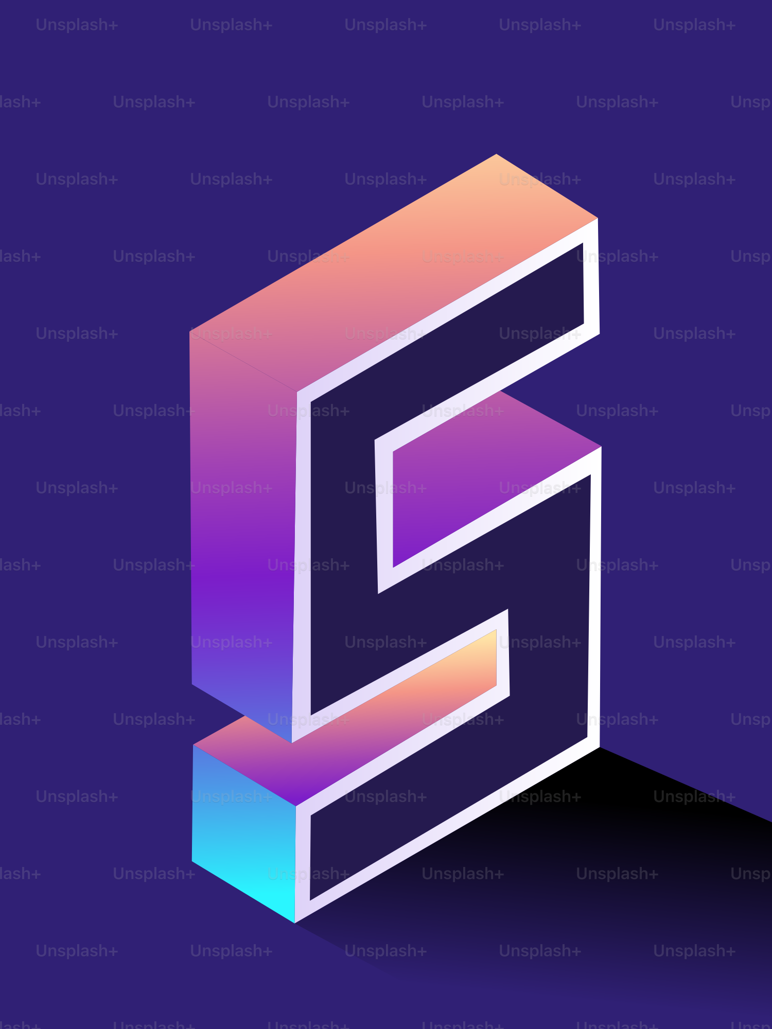 グラデーションとシャドウを持つアイソメトリックナンバー5