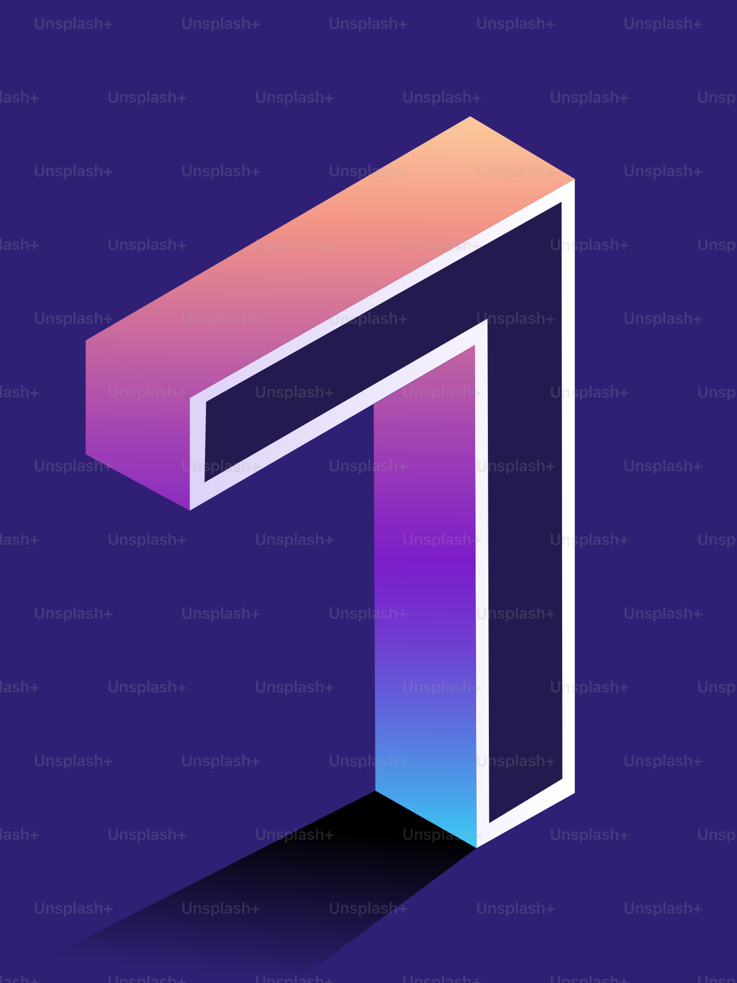 Isometric number 1 with gradient and shadow