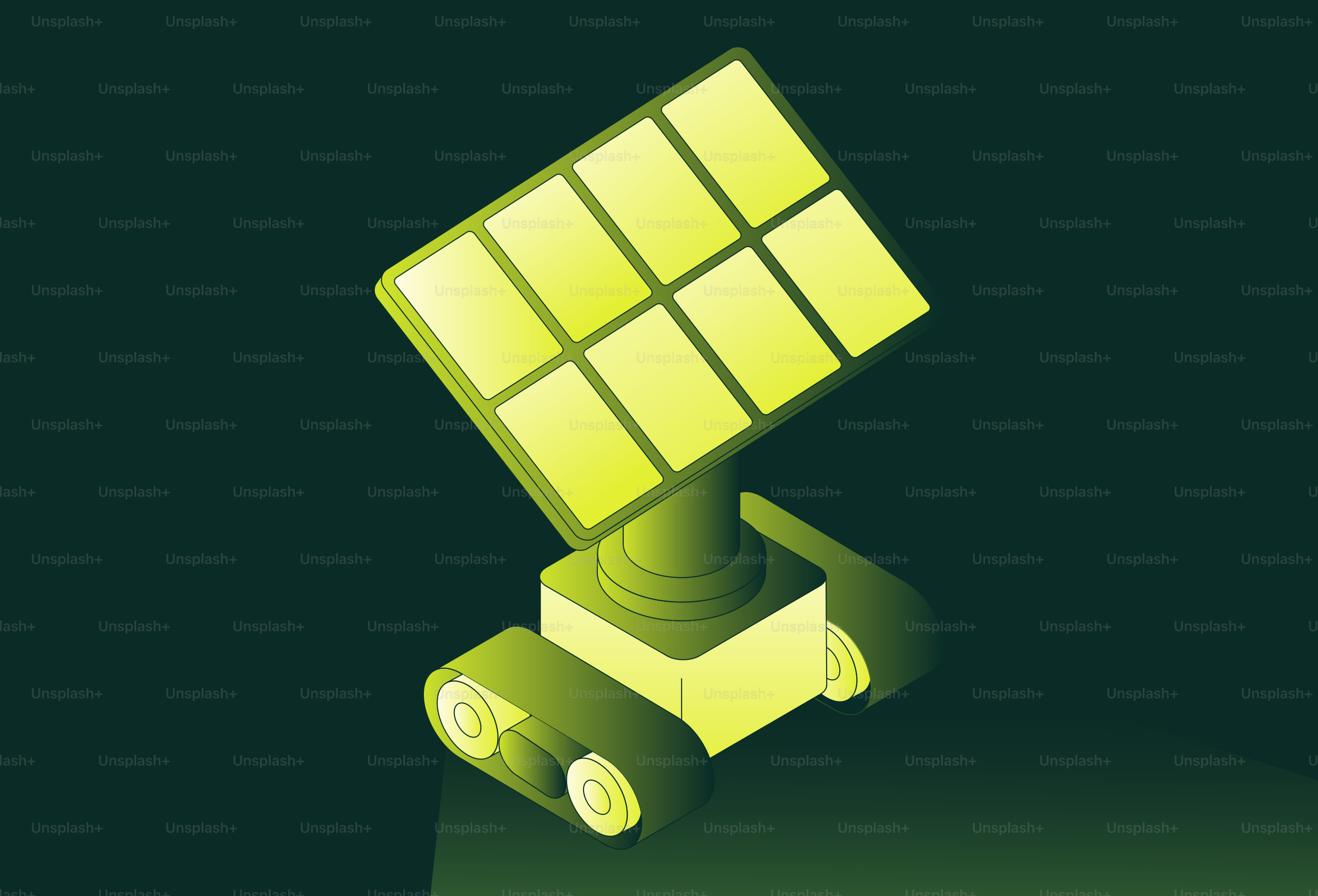 A green solar panel on wheels