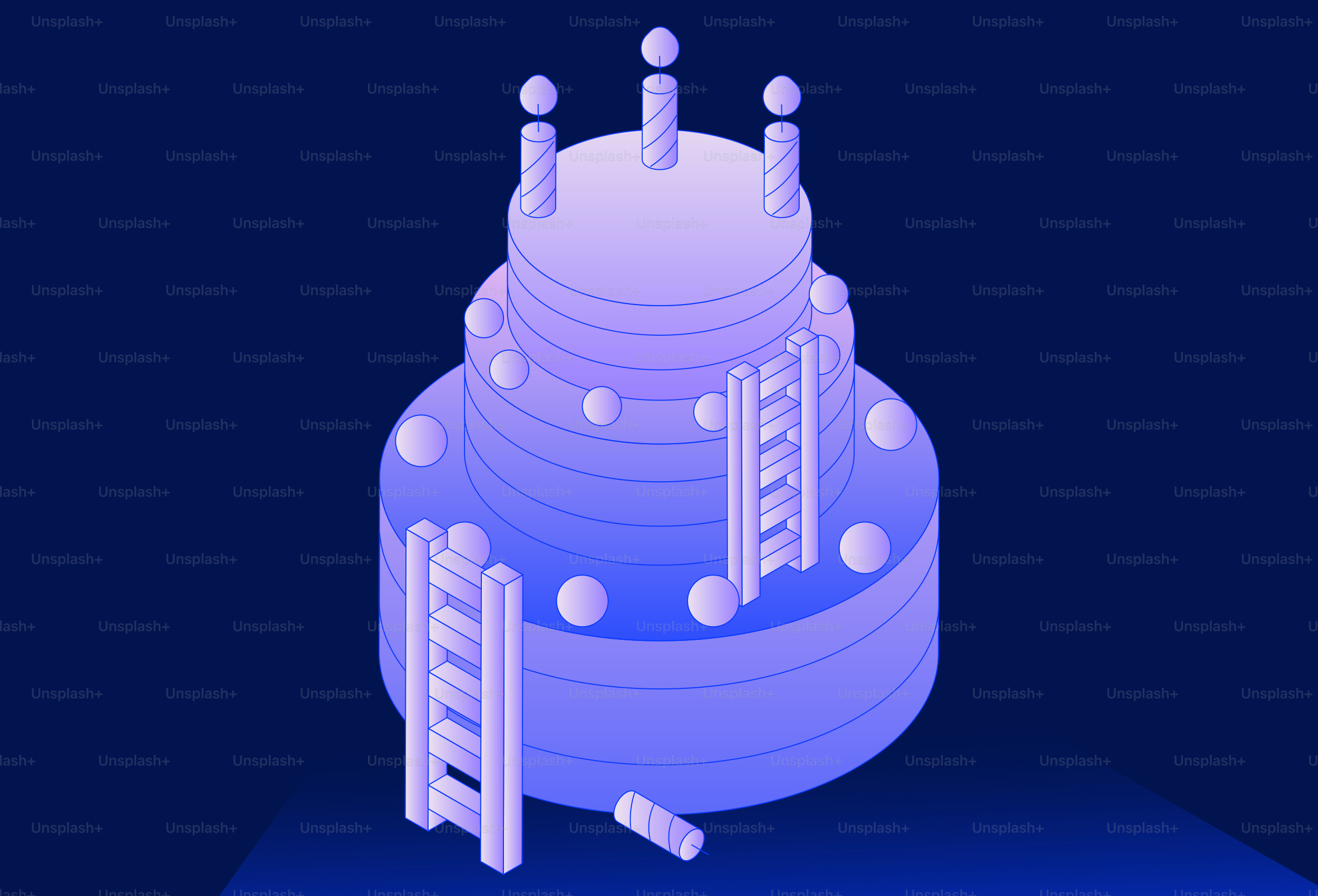 Un pastel de cumpleaños escalonado con escaleras